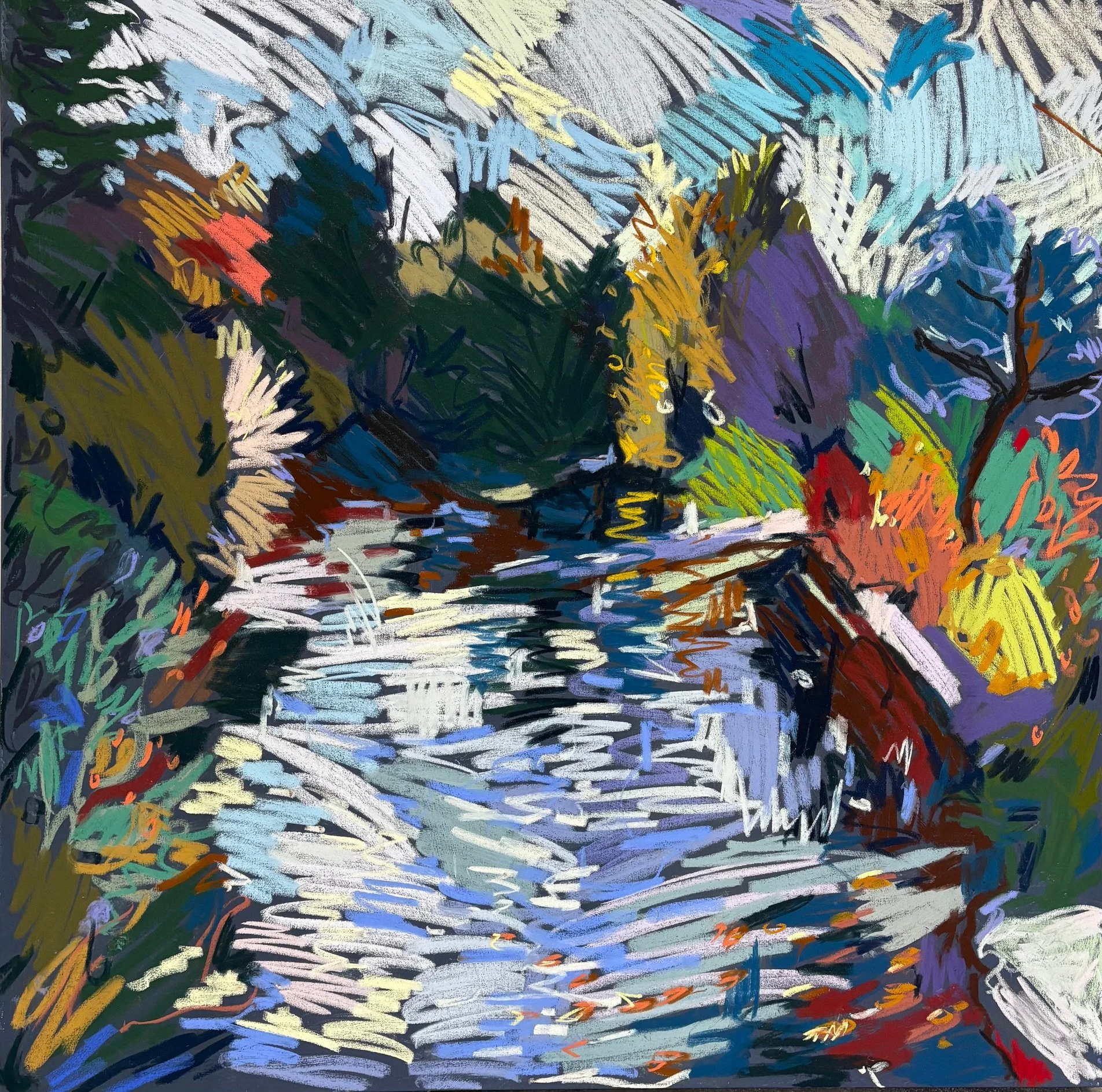 Water's Edge, pastel on canvas, 100x100cm, £1400