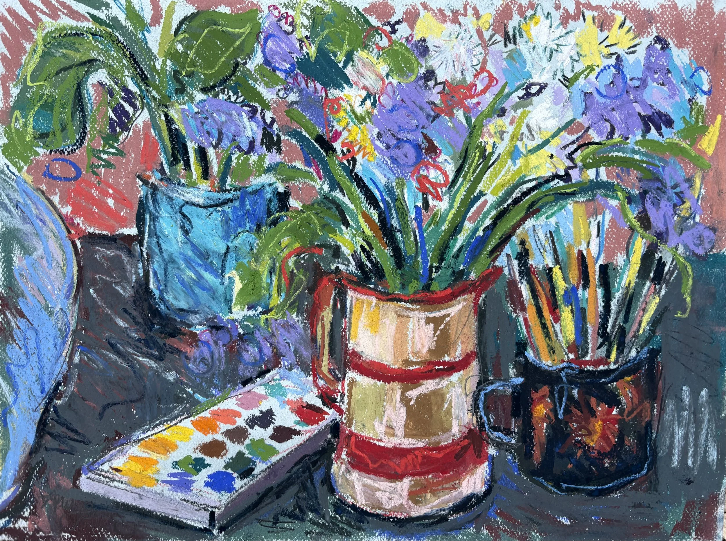 Starting a painting of bluebells.jpg