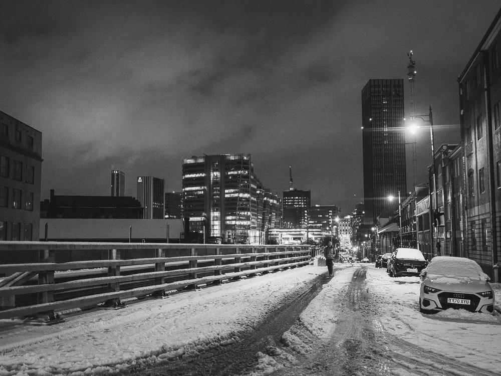 Birmingham Snow Photography - Storm Goretti black and white