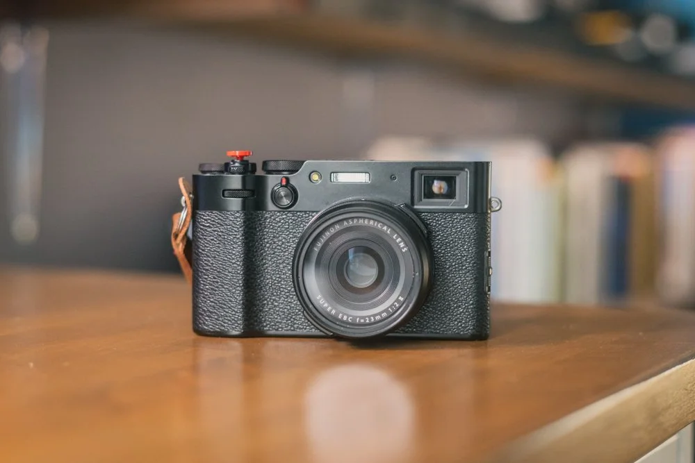 An image of a camera on a desk ready for use