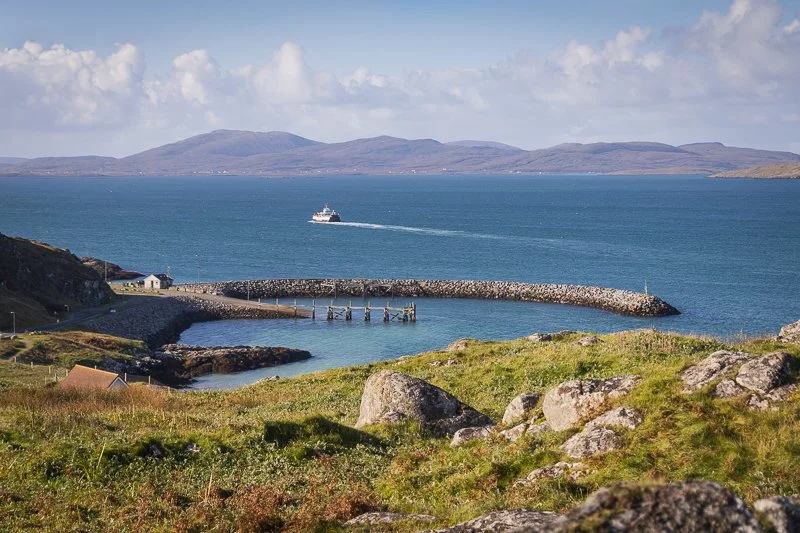 A CalMac Ferry on the Hebridean Way cycling route