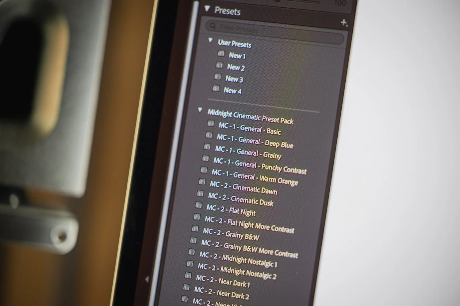 A list of Lightroom presets
