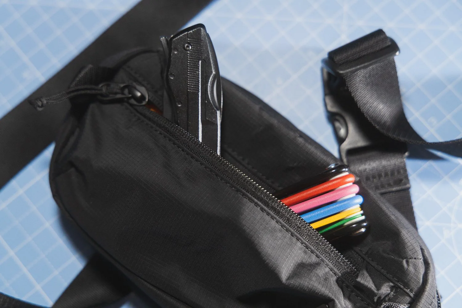 Tools packed in for EDC in the  Tomtoc Aviator-T33 Sling