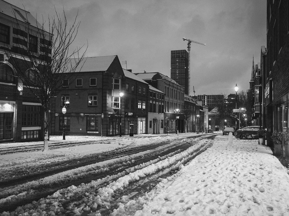 Birmingham Snow Photography - Storm Goretti street scene
