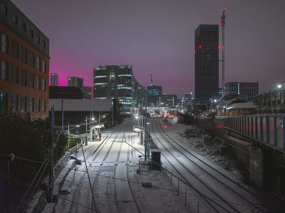 Birmingham Snow Photography - Storm Goretti train tracks