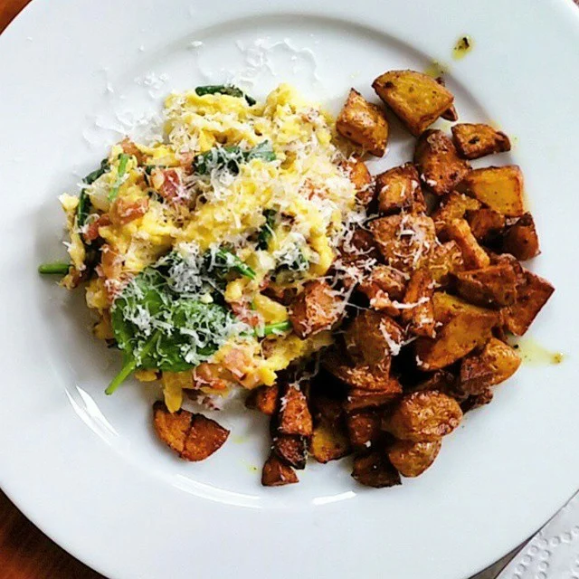 Hearty Scramble + Turmeric Roasted Potatoes