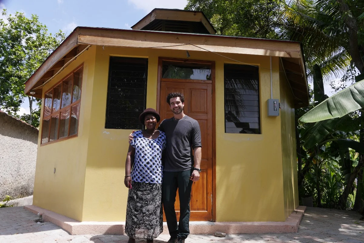 With Gertrude Saint-Victor, owner of the B&B; Photo by Kieran McConville