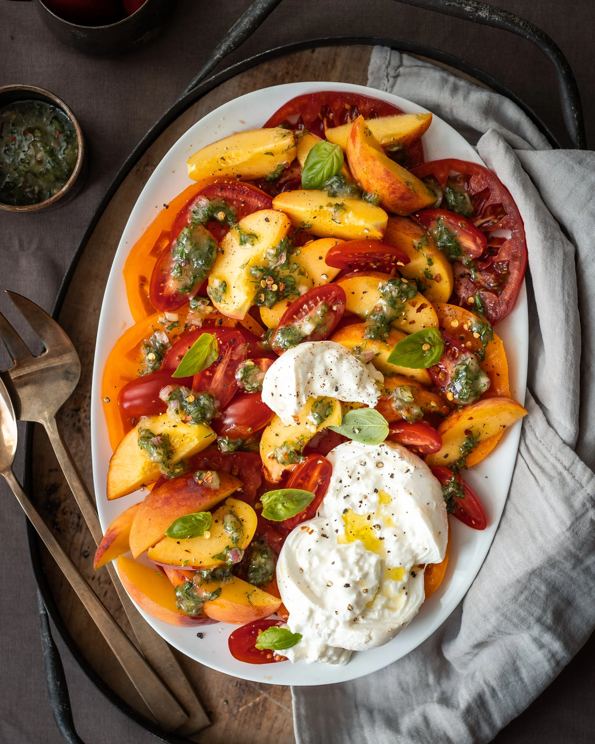 Tomato, Peach &amp; Burrata Salad 