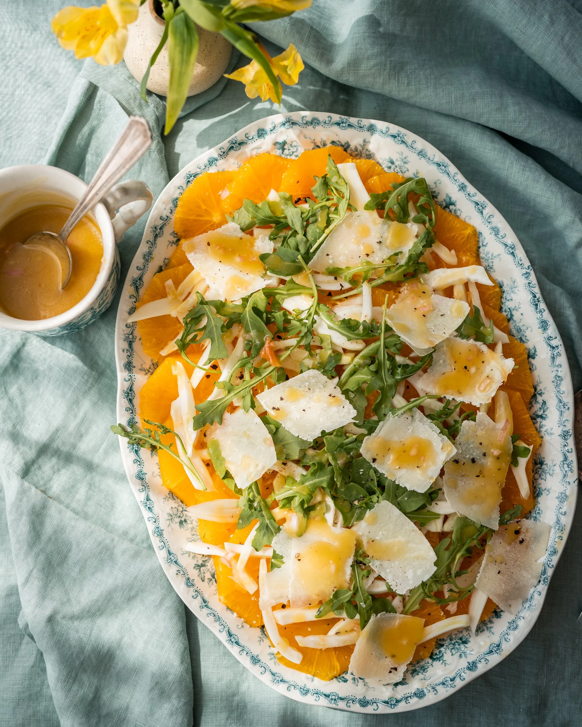 Sliced Orange Salad with Arugula, Fennel &amp; Shaved Parmesan 