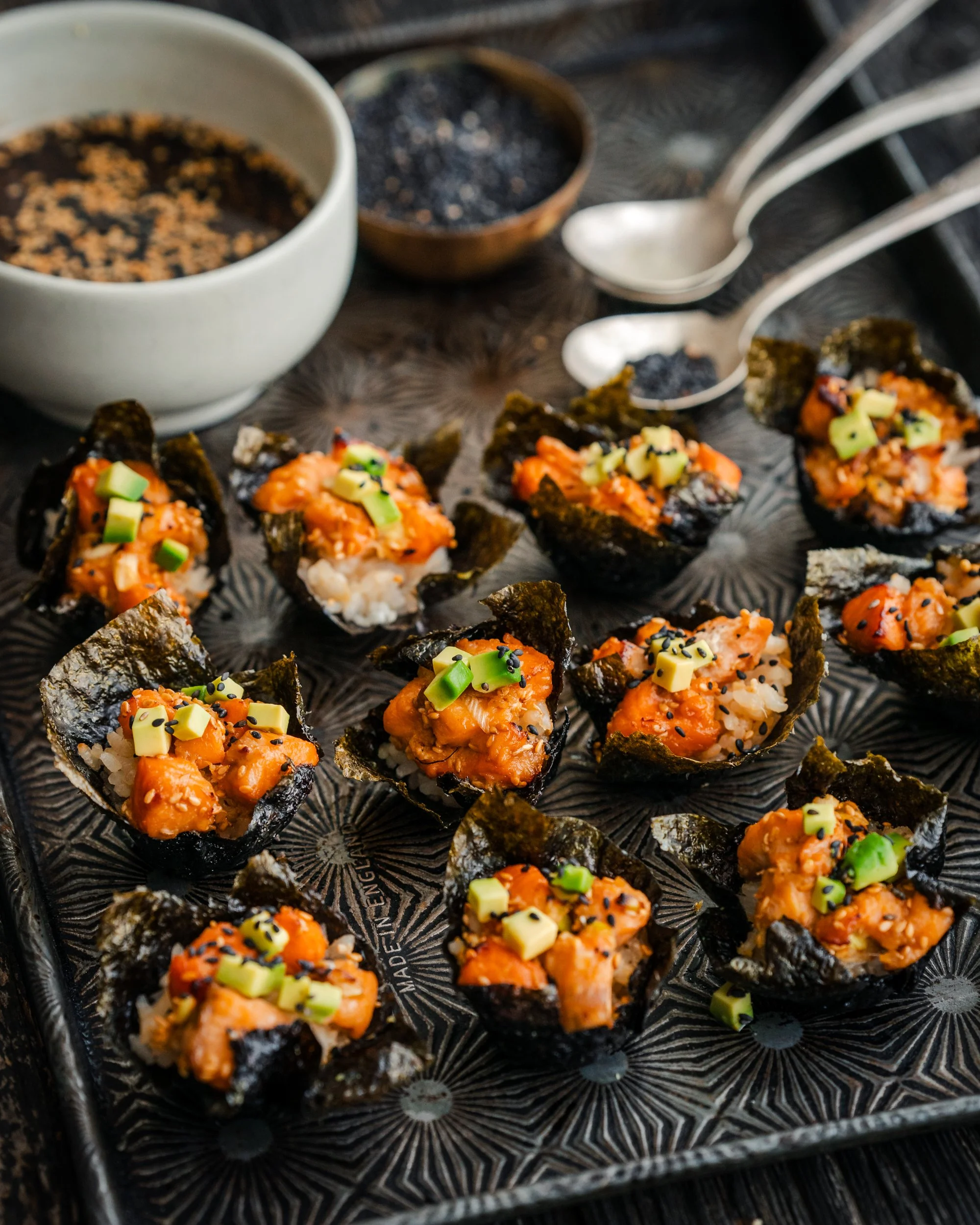 Mini Salmon and Sushi Rice Cups