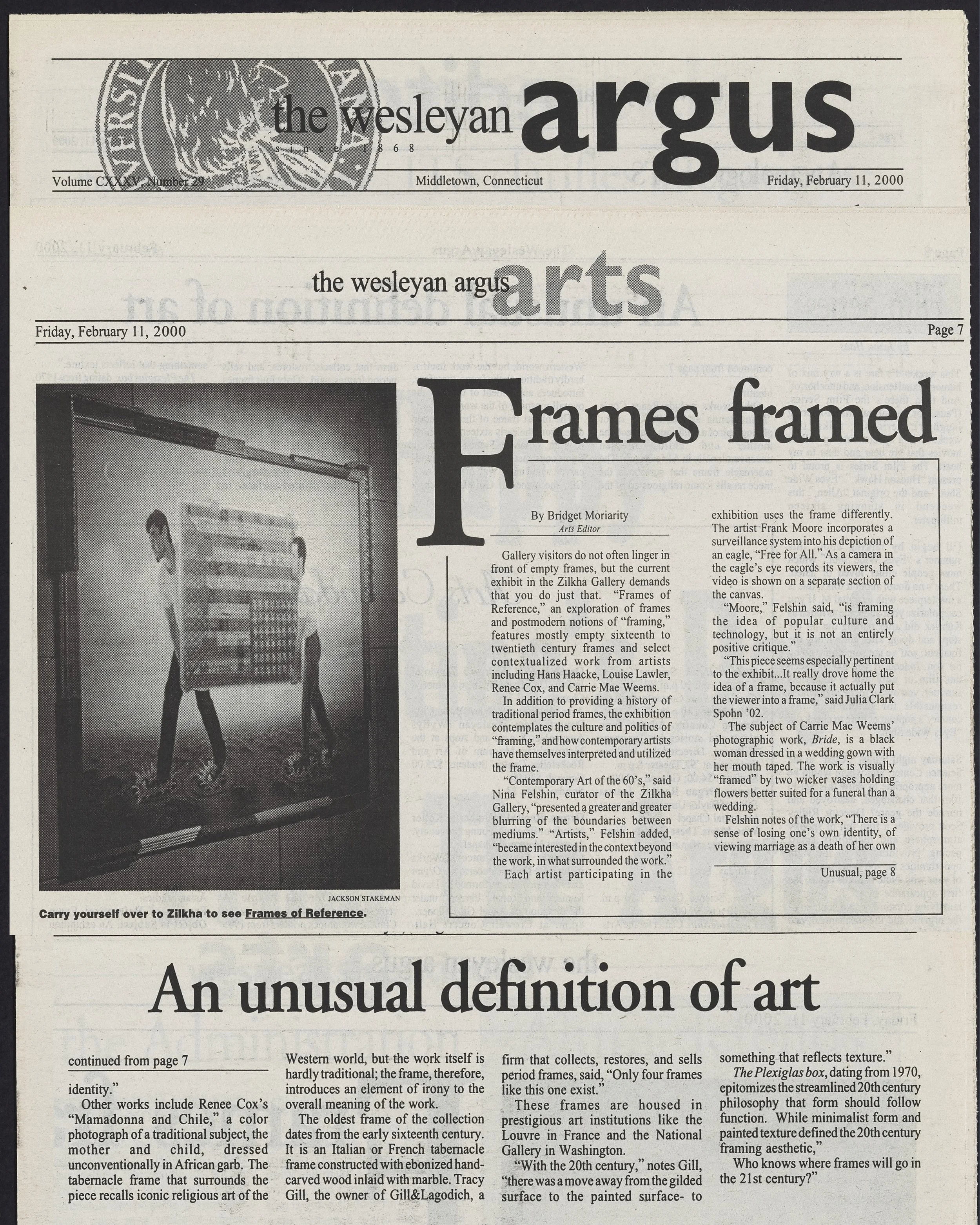   Wesleyan Argus Volume 135, Number 29 (February 11, 2000) pp 7-8  