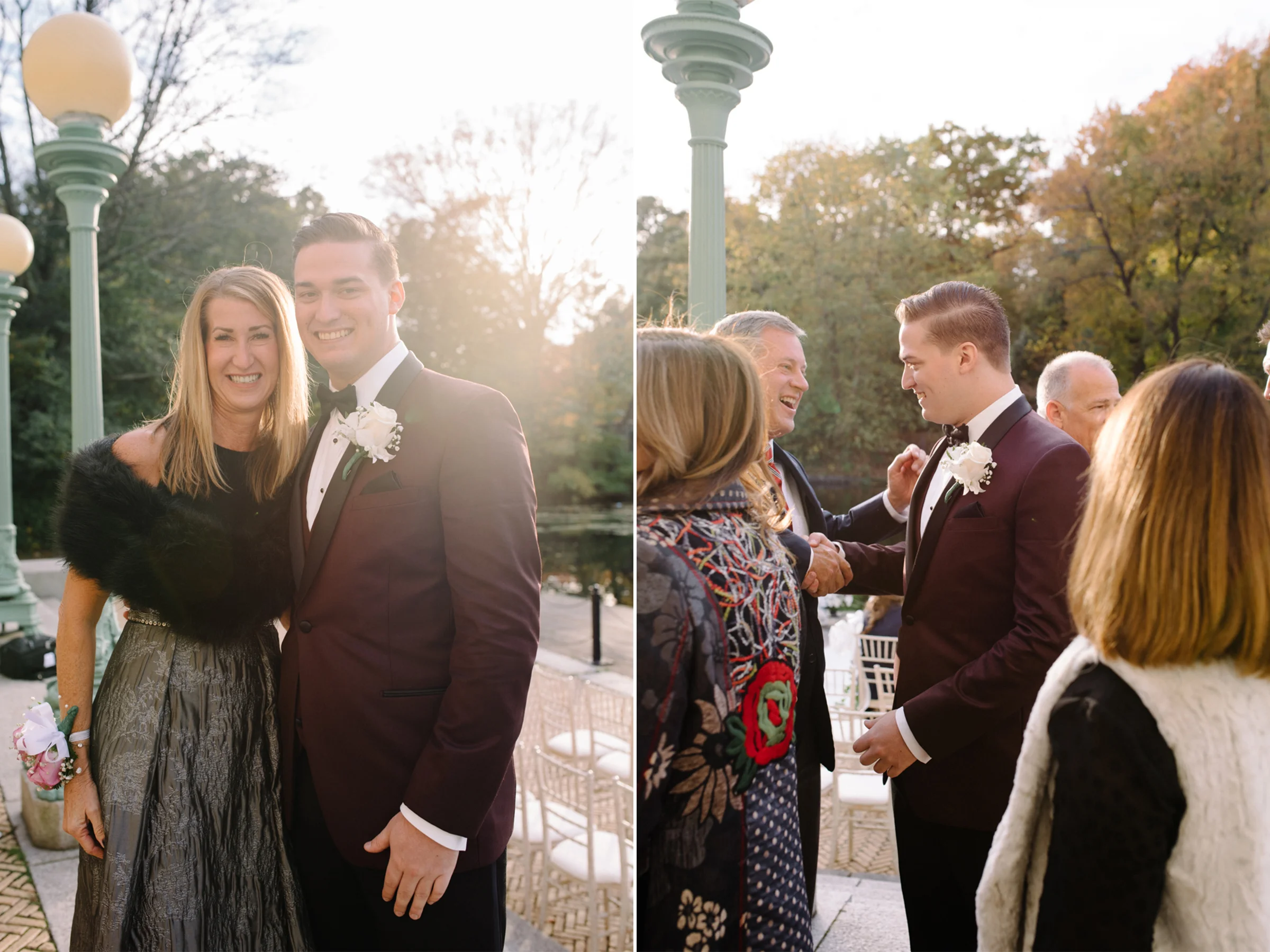 Groom and Mother- Maroon Tux- Prospect Park Boathouse Wedding- Brooklyn New York- Olivia Christina Photo.jpg