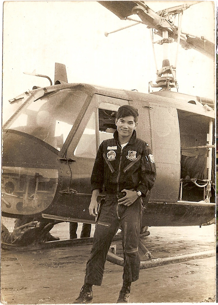 My father with his Huey helicopter