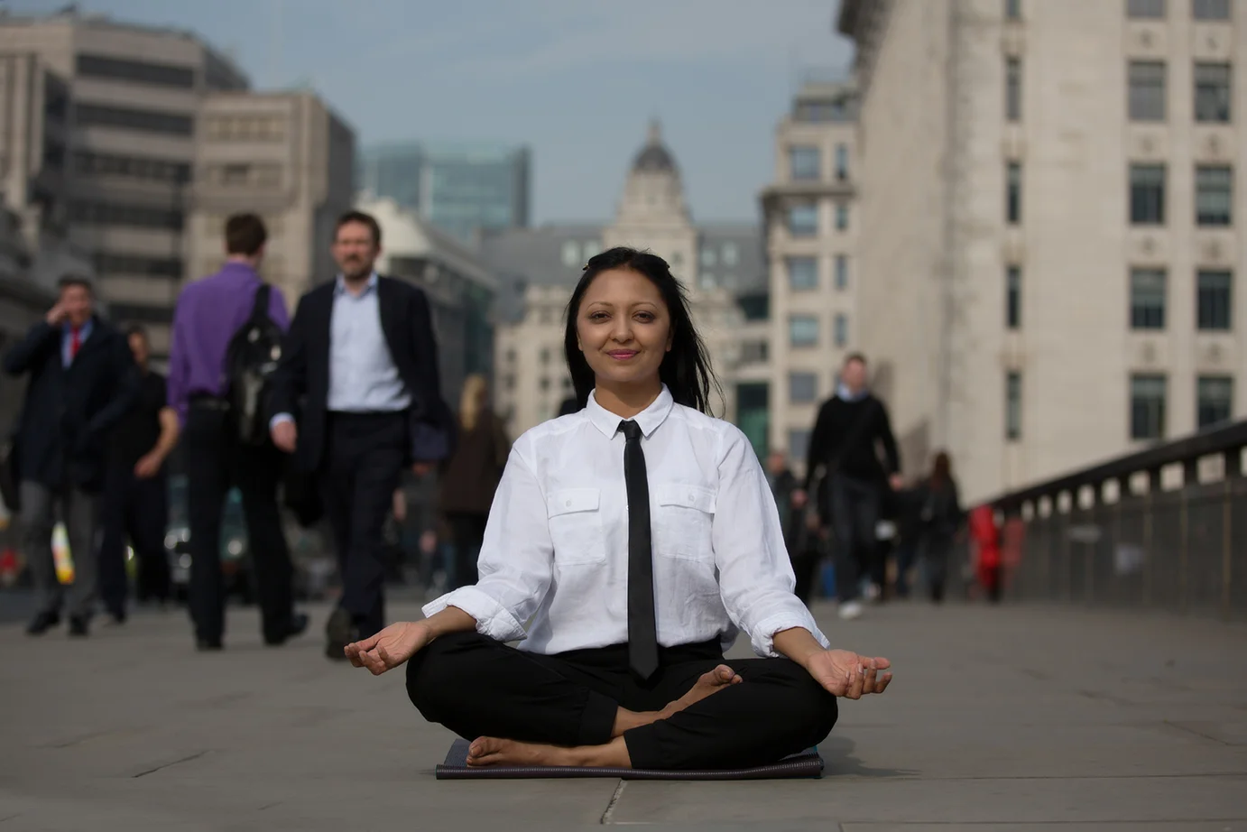 Calm amongst the craziness: Meditation pose 