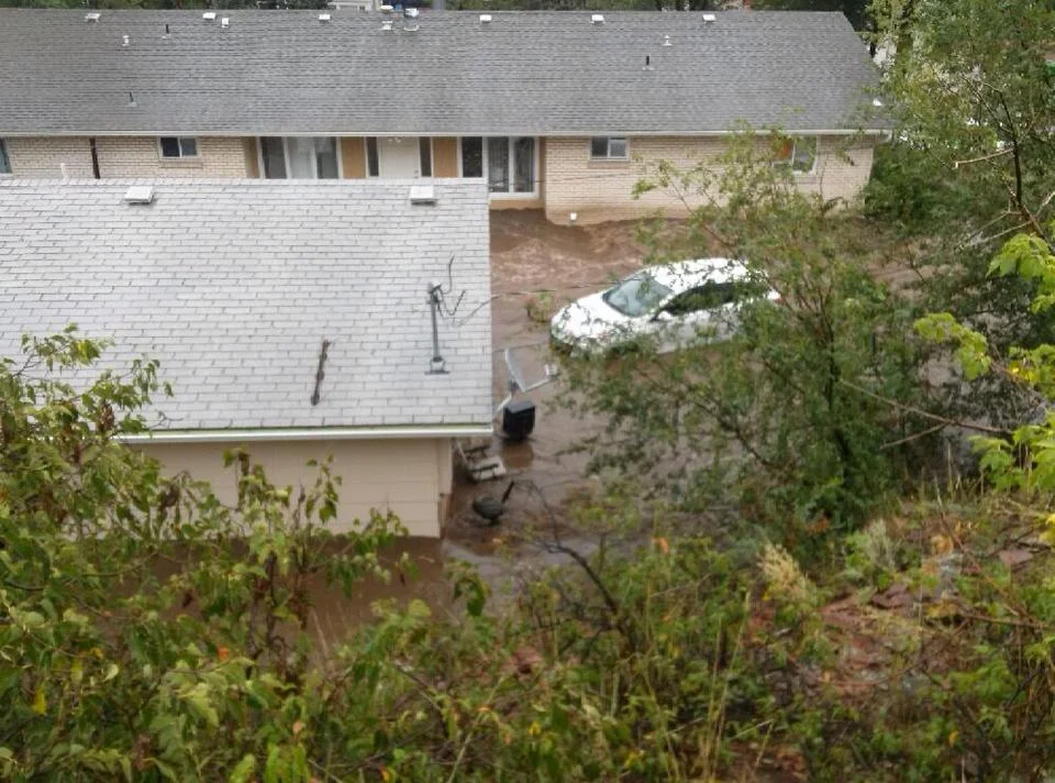 Our duplex surrounded by water.