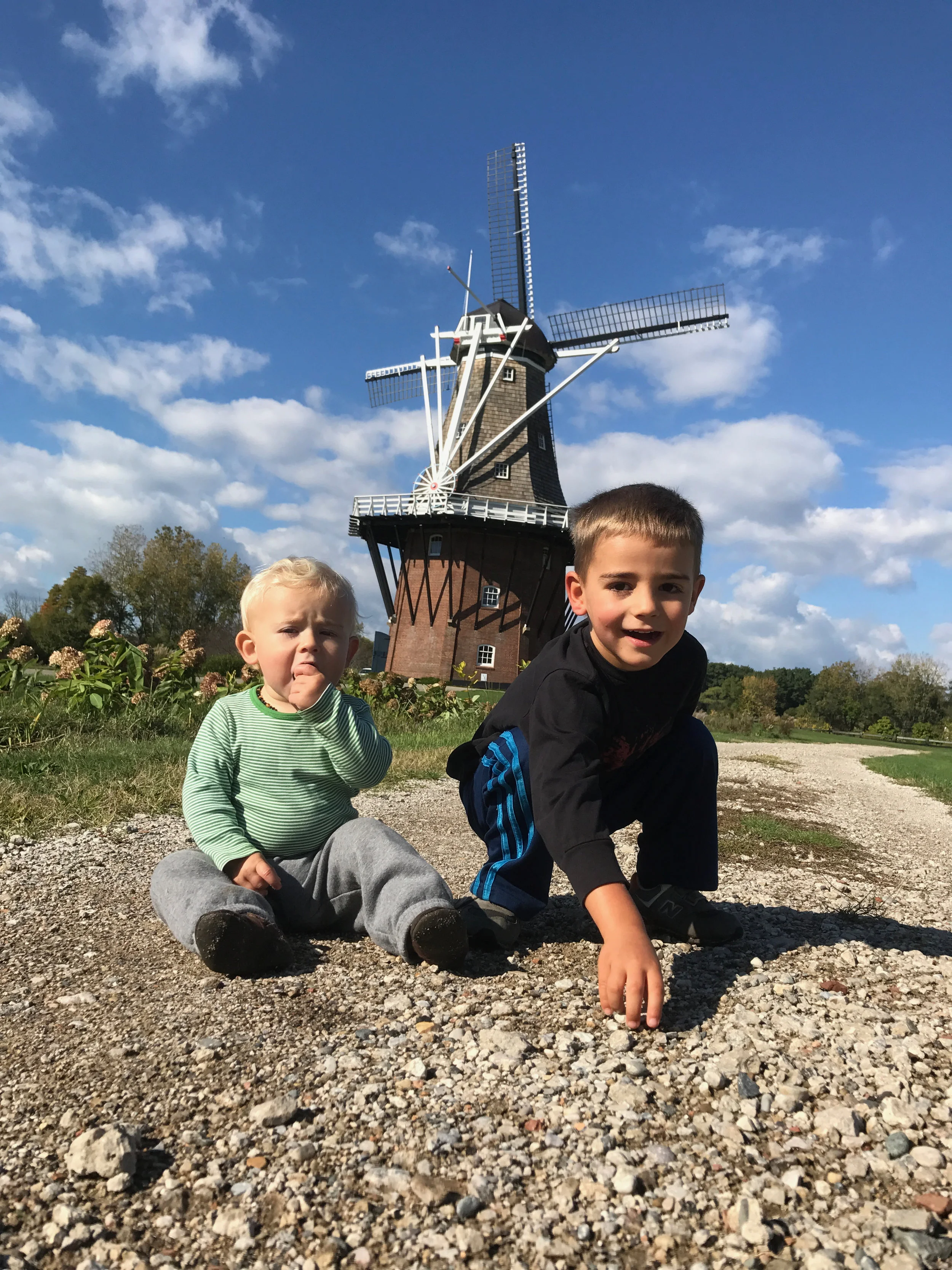The boys exploring Windmill Island - October 2017 - Holland, Michigan