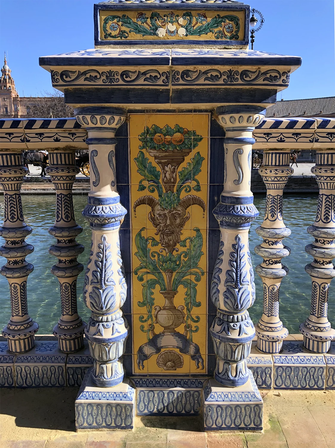 Ornate, vibrant tile work covers this entire plaza
