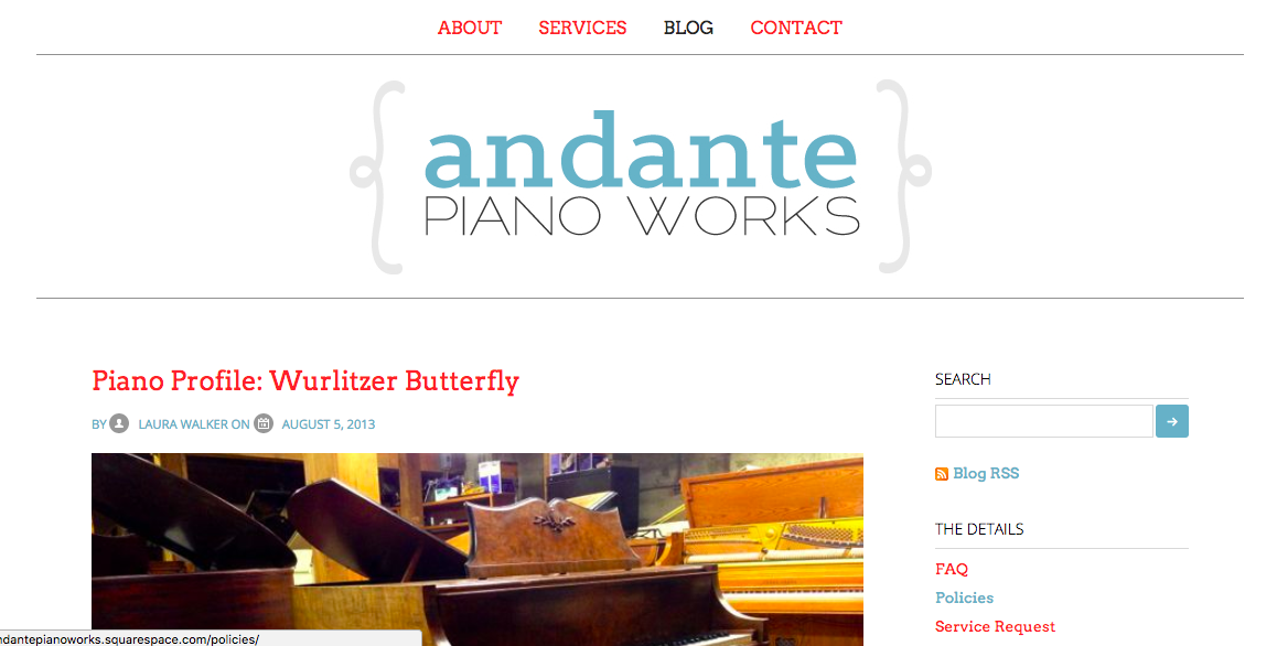 The first iteration of andantepianoworks.com, launched on September 15, 2012