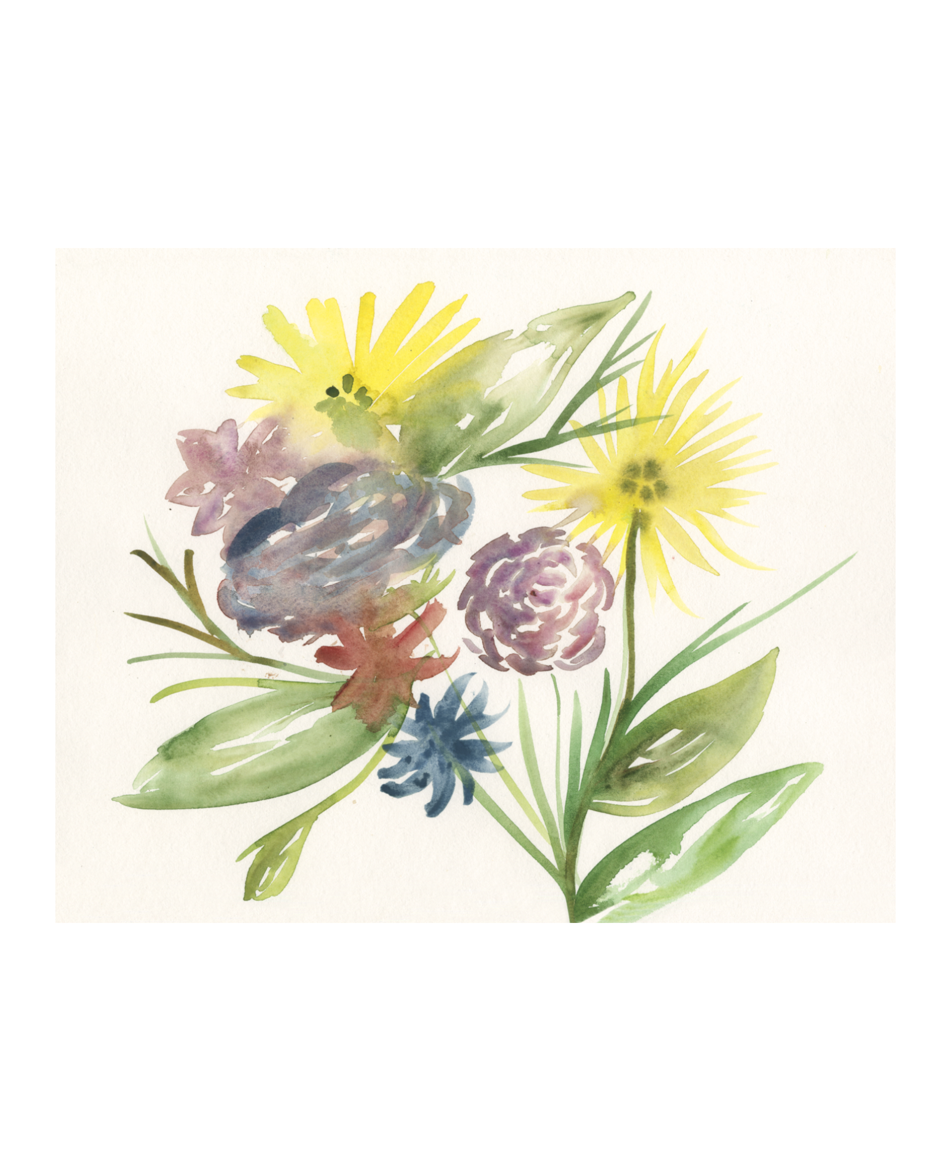 Hand Picked Watercolor Bouquet 8"x10"