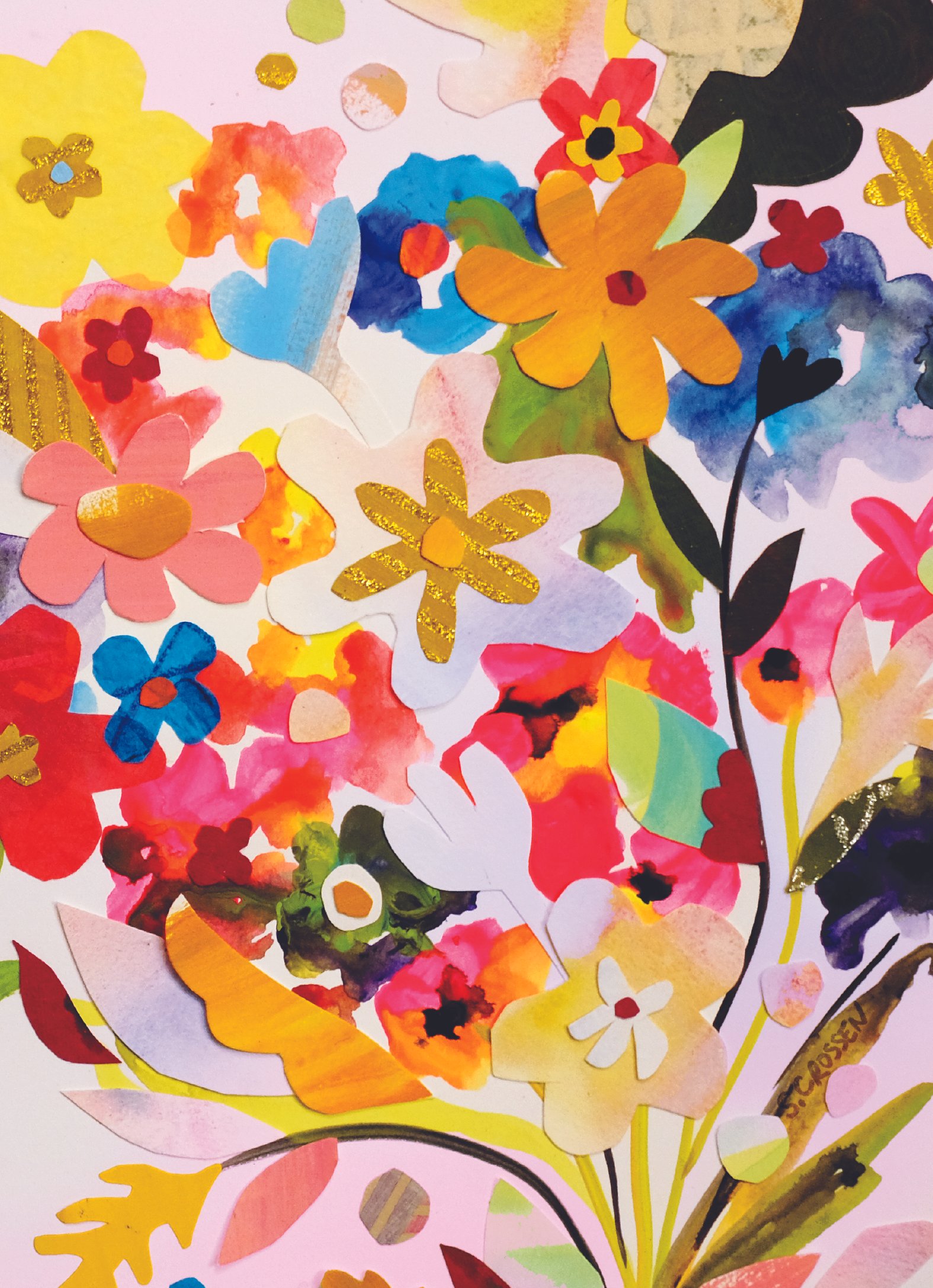 Cut Paper Blooms 5"x7"