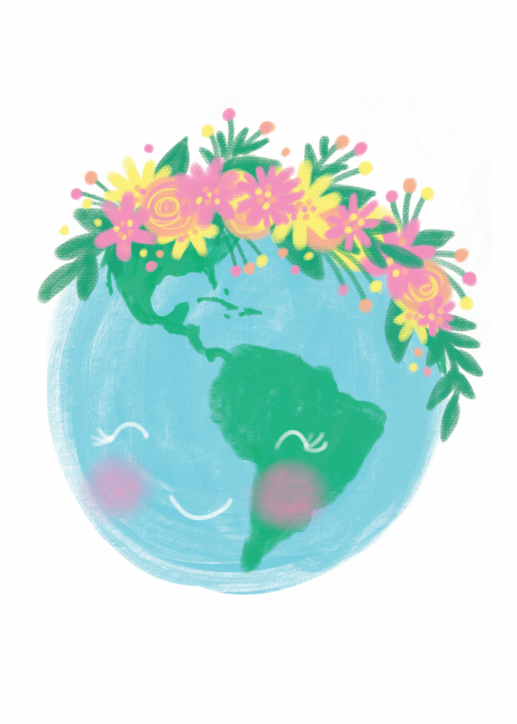 Happy Earth With Floral Crown 5"x7"