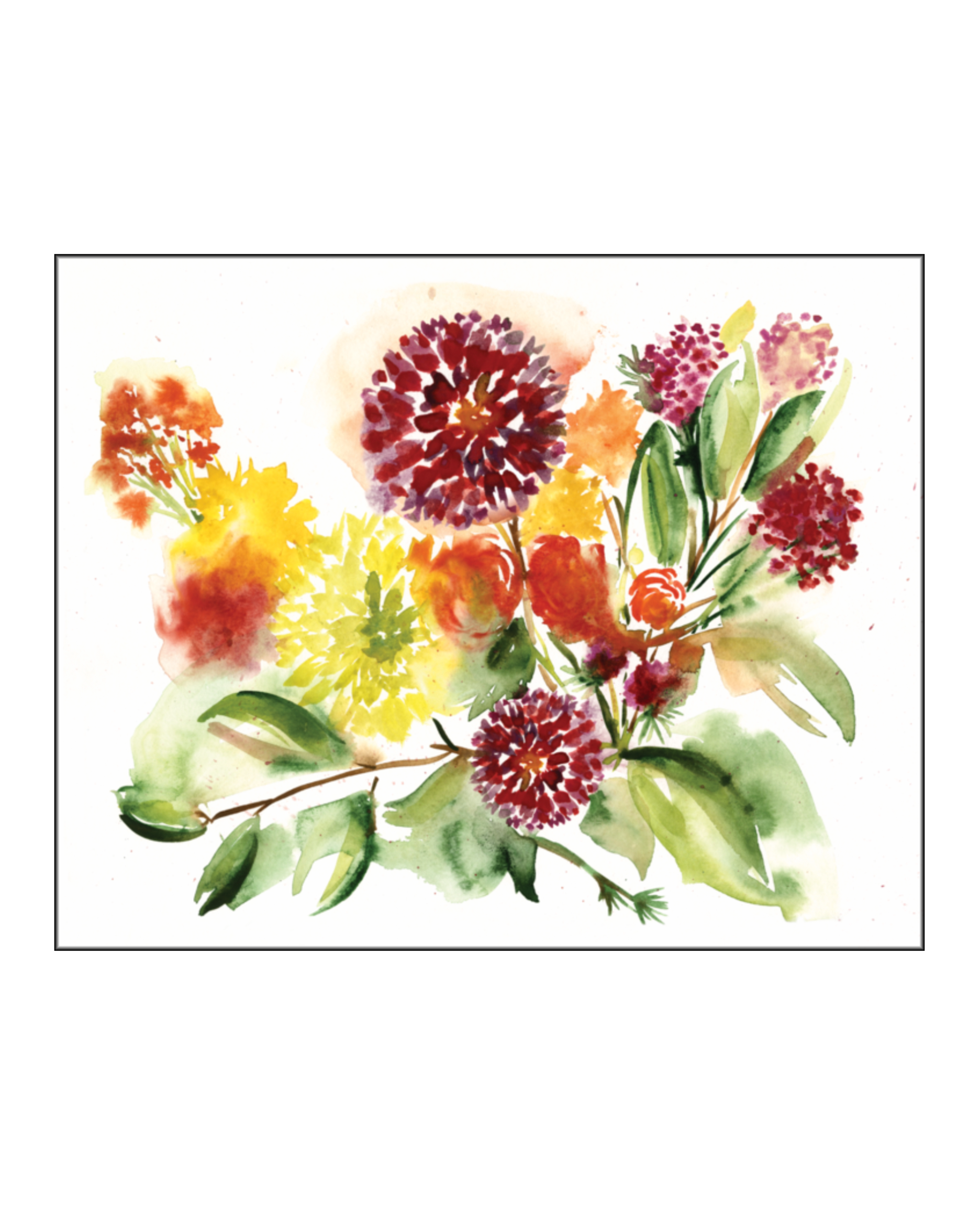 Watercolor Autumnal Blooms 8"x10"