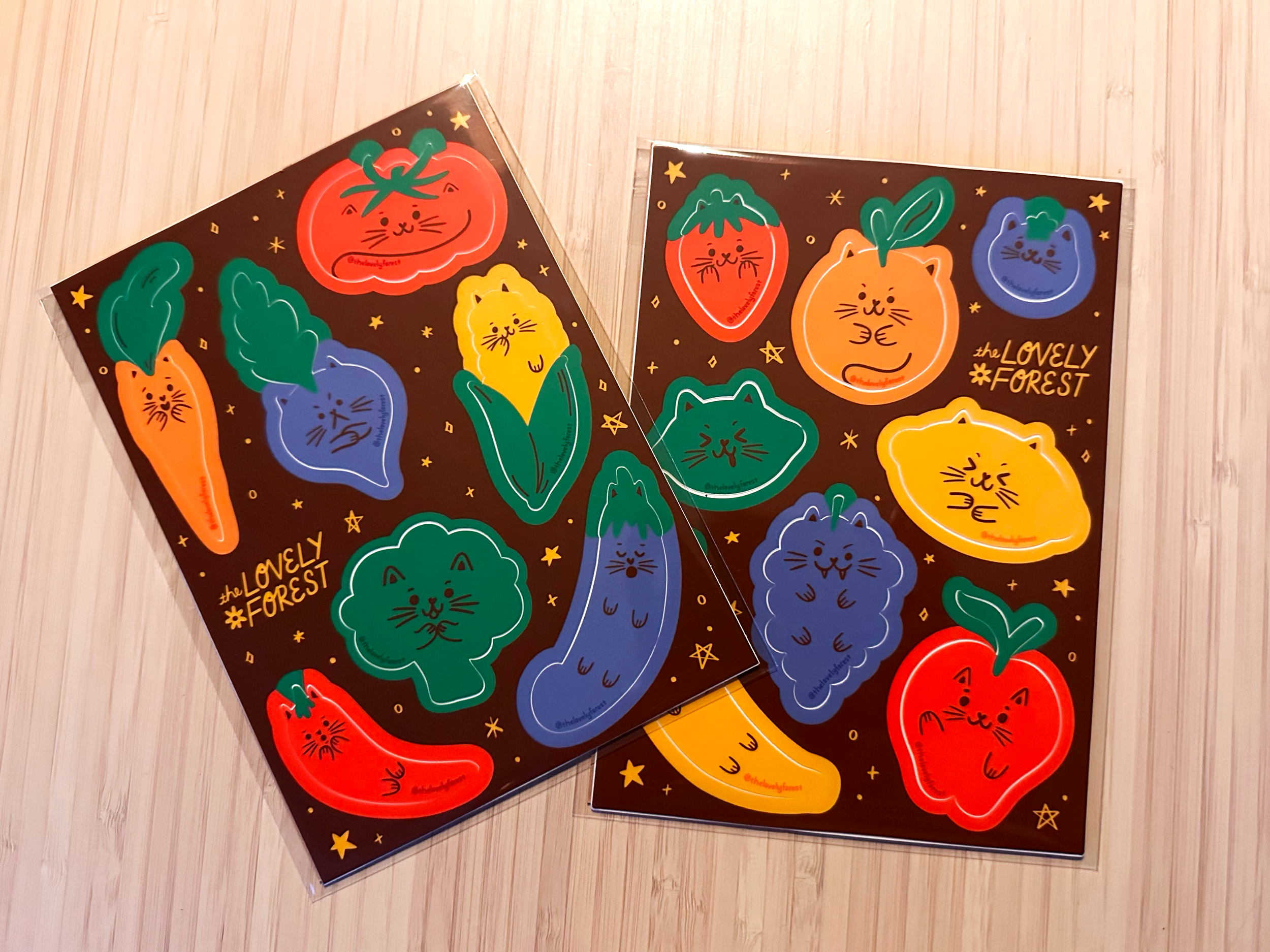 Kitty Garden Fruits and Veggies Vinyl Sticker Sheets