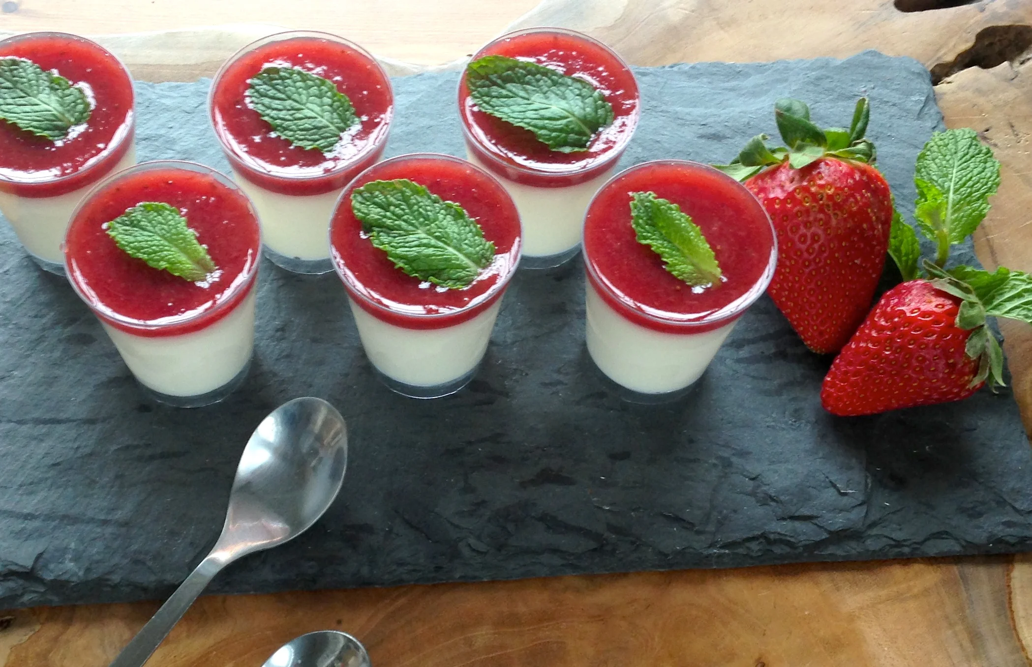 Buttermilk Panna Cotta with Strawberry Rhubarb Compote