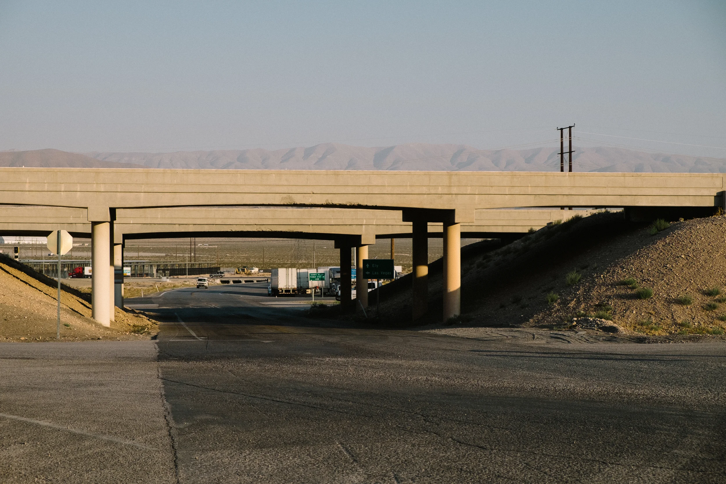 A small interchange and a truck stop, easy to miss on the drive.