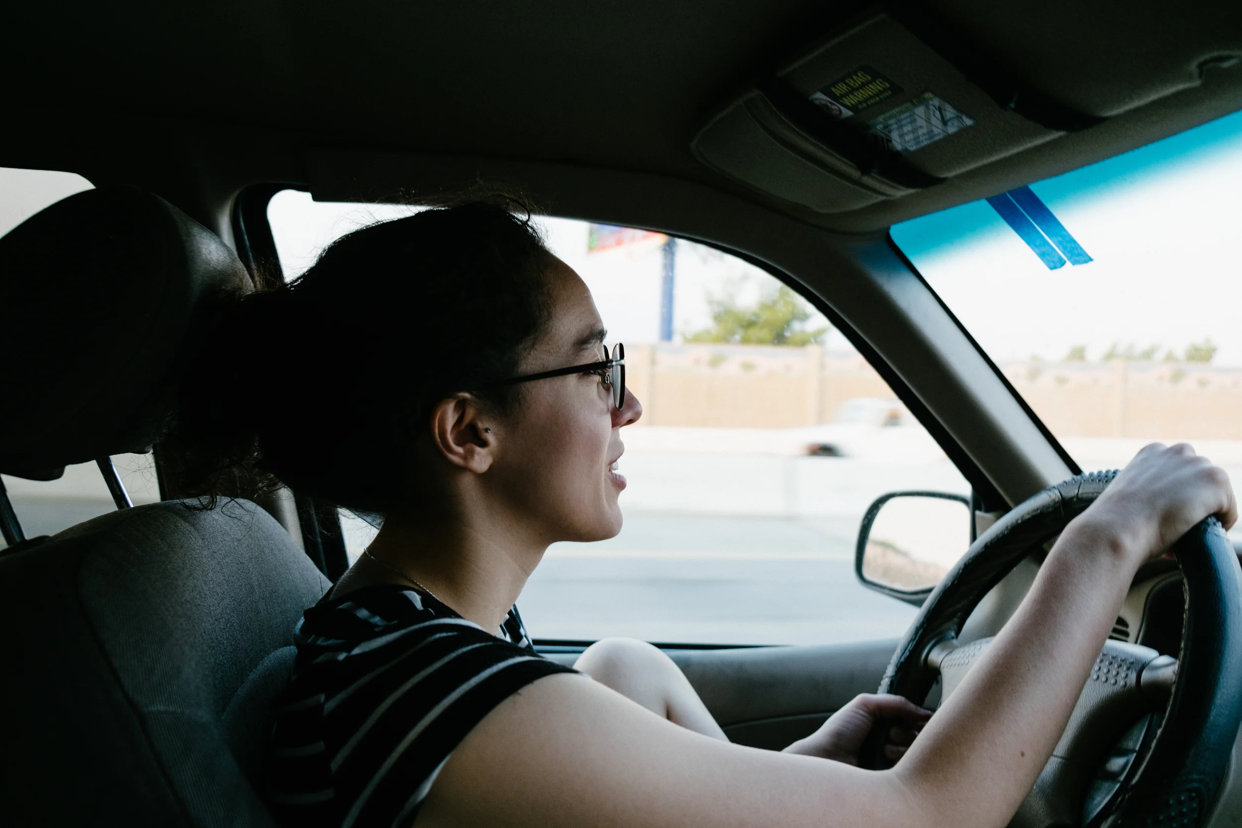 Celeste, excited for the drive ahead.