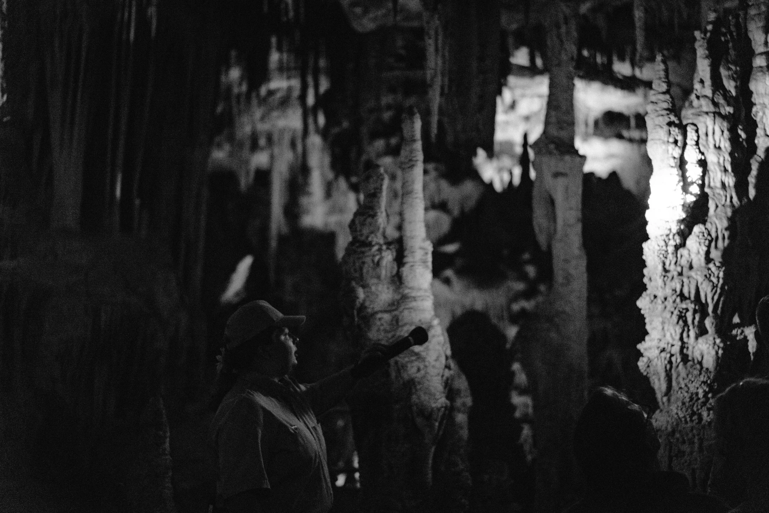 Guiding the way with a flashlight and some electronic lights along the way we navigated the dark caves