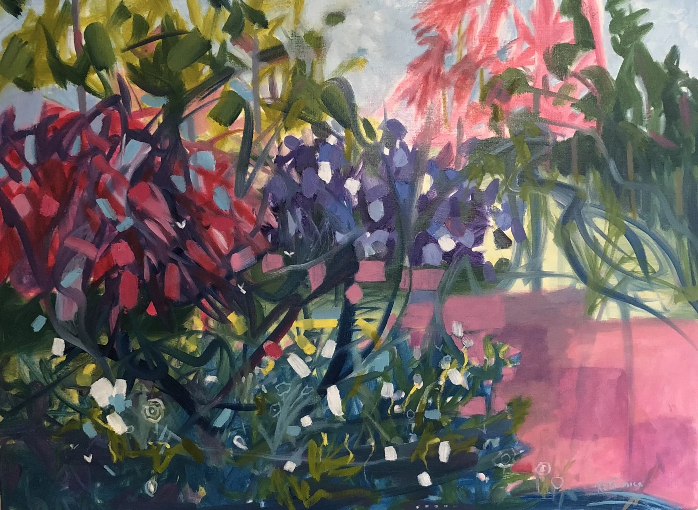 “Suki’s Garden” by Ruth Formica. Oil on Canvas 30”X40”