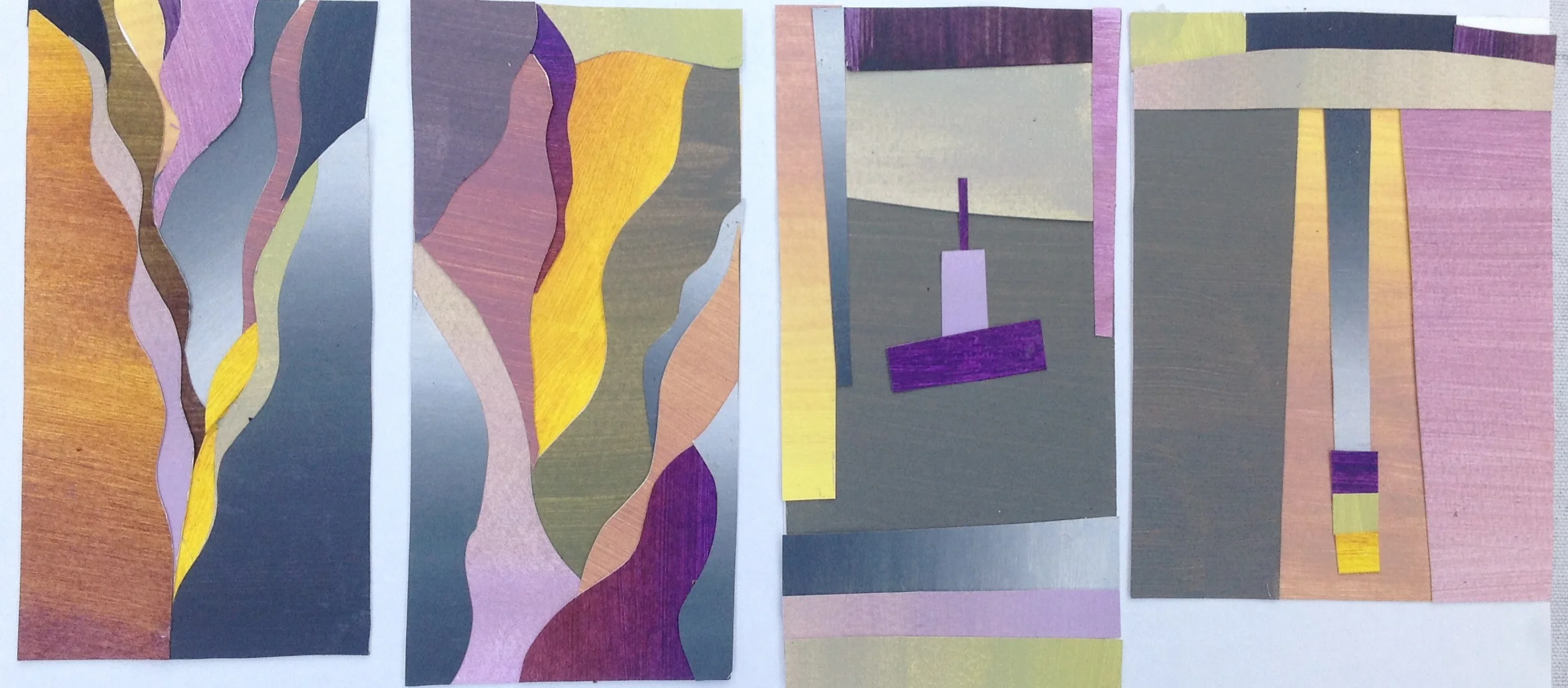Leftover paper scraps from lesson 4 used in small scale collages