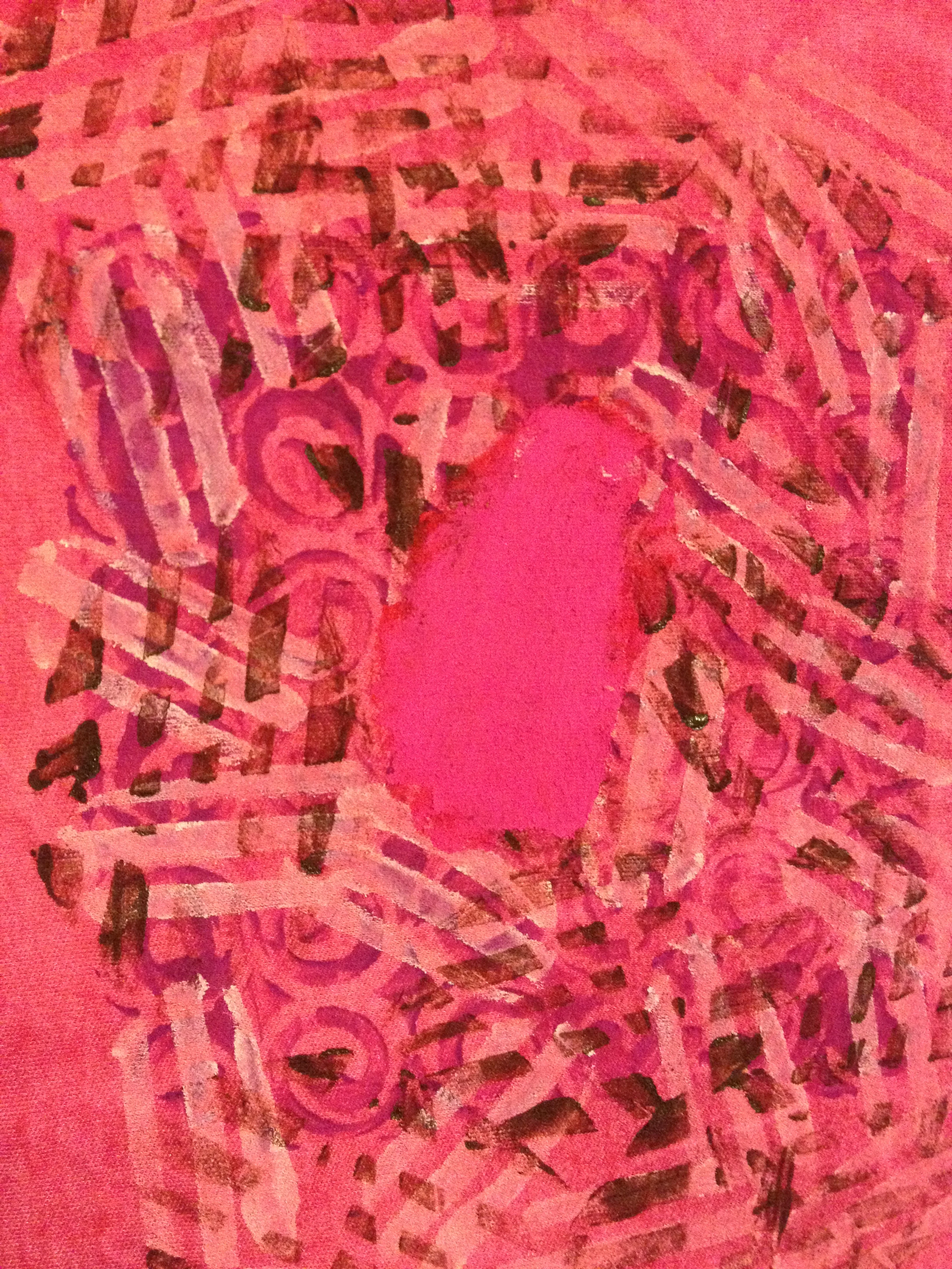 3B analogous in transparent paint w accent in same color as background in opaque paint. This time the apricot looks more so in the picture than on the fabric. Still using the 50 50 blend of poly cotton.