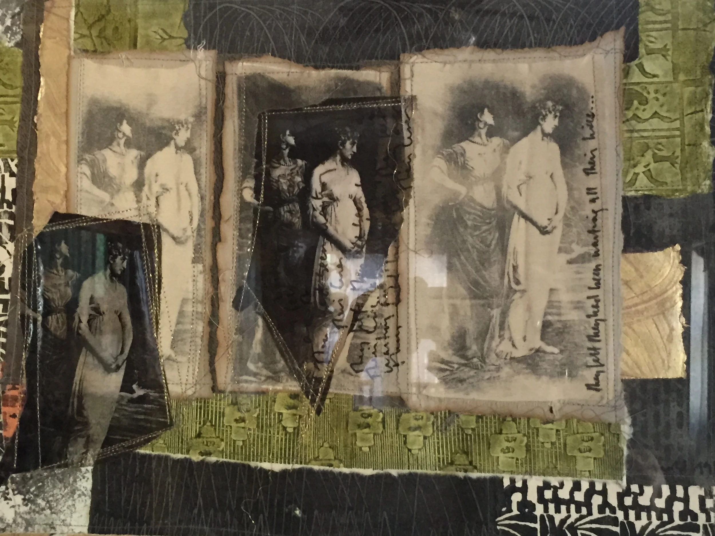 They Felt They Had Been Waiting All Their Lives. 1998. Paste papers and photo transfer collage on silk.