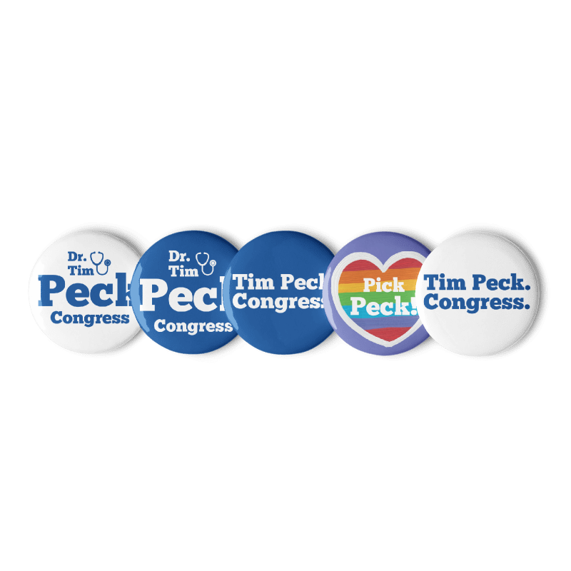 TIM PECK - SET OF 5 BUTTONS - 2.25"