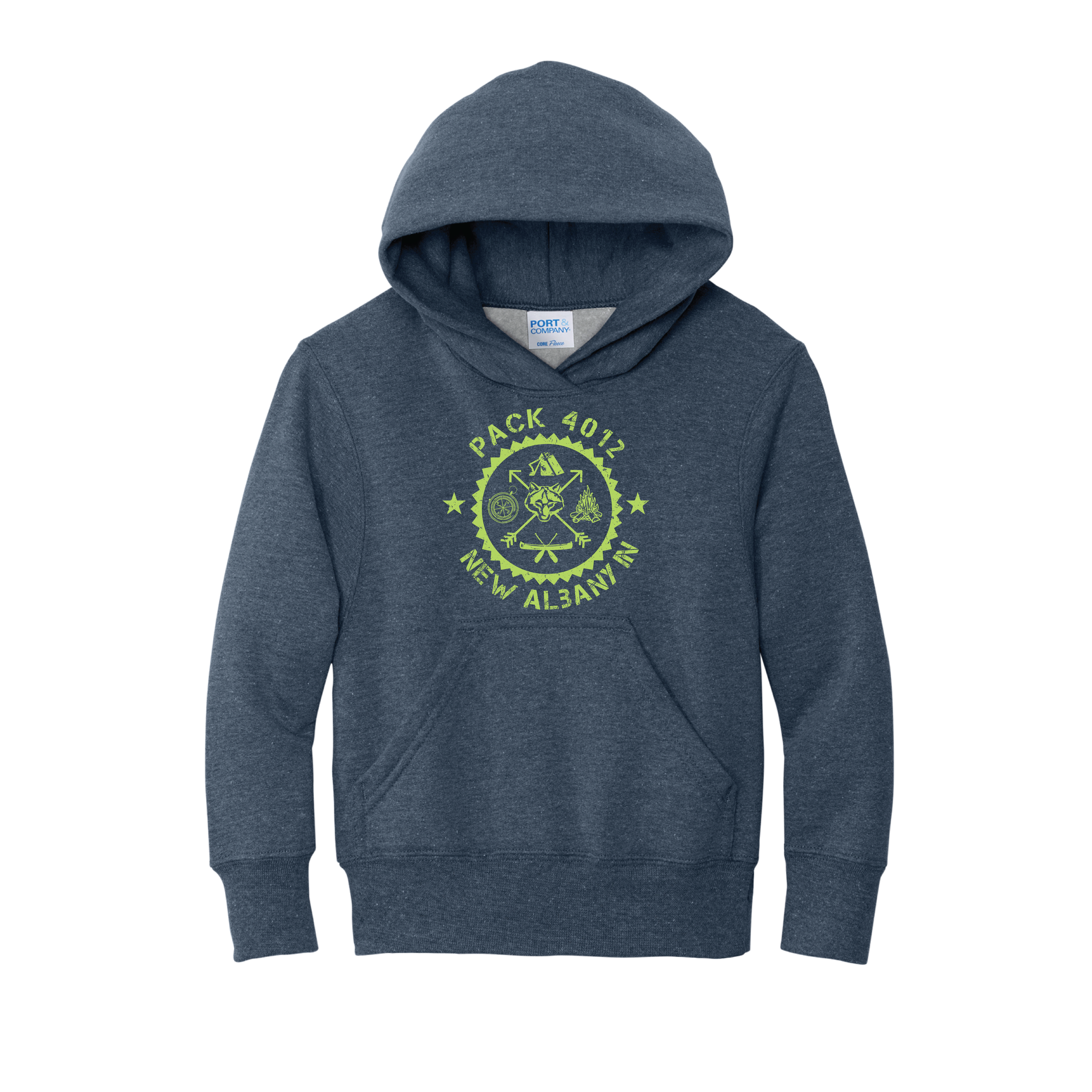 YOUTH HEATHER NAVY PACK 4012 HOODIE