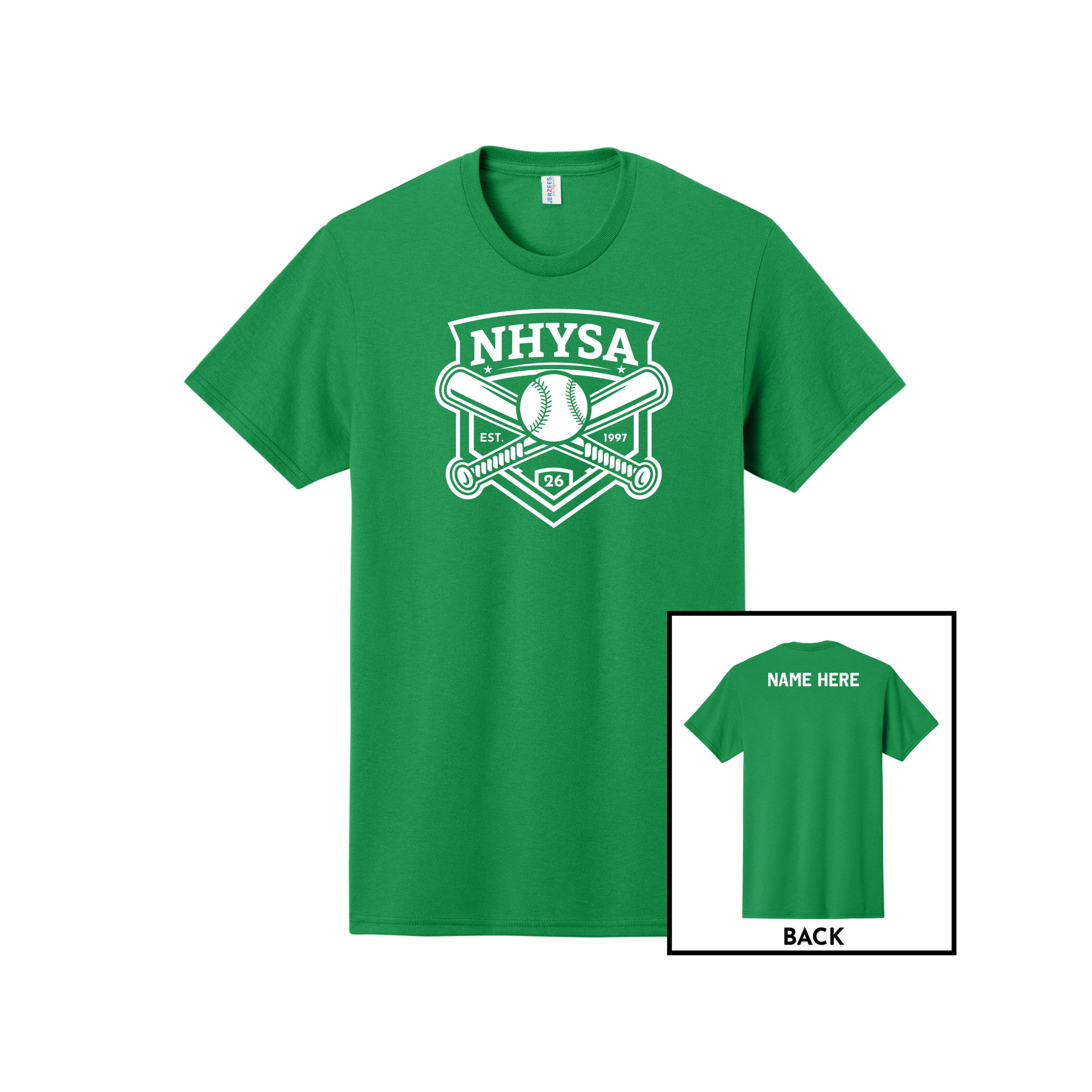 NHYSA - KELLY GREEN TEAM T-SHIRT - NAME BACK PRINT ONLY