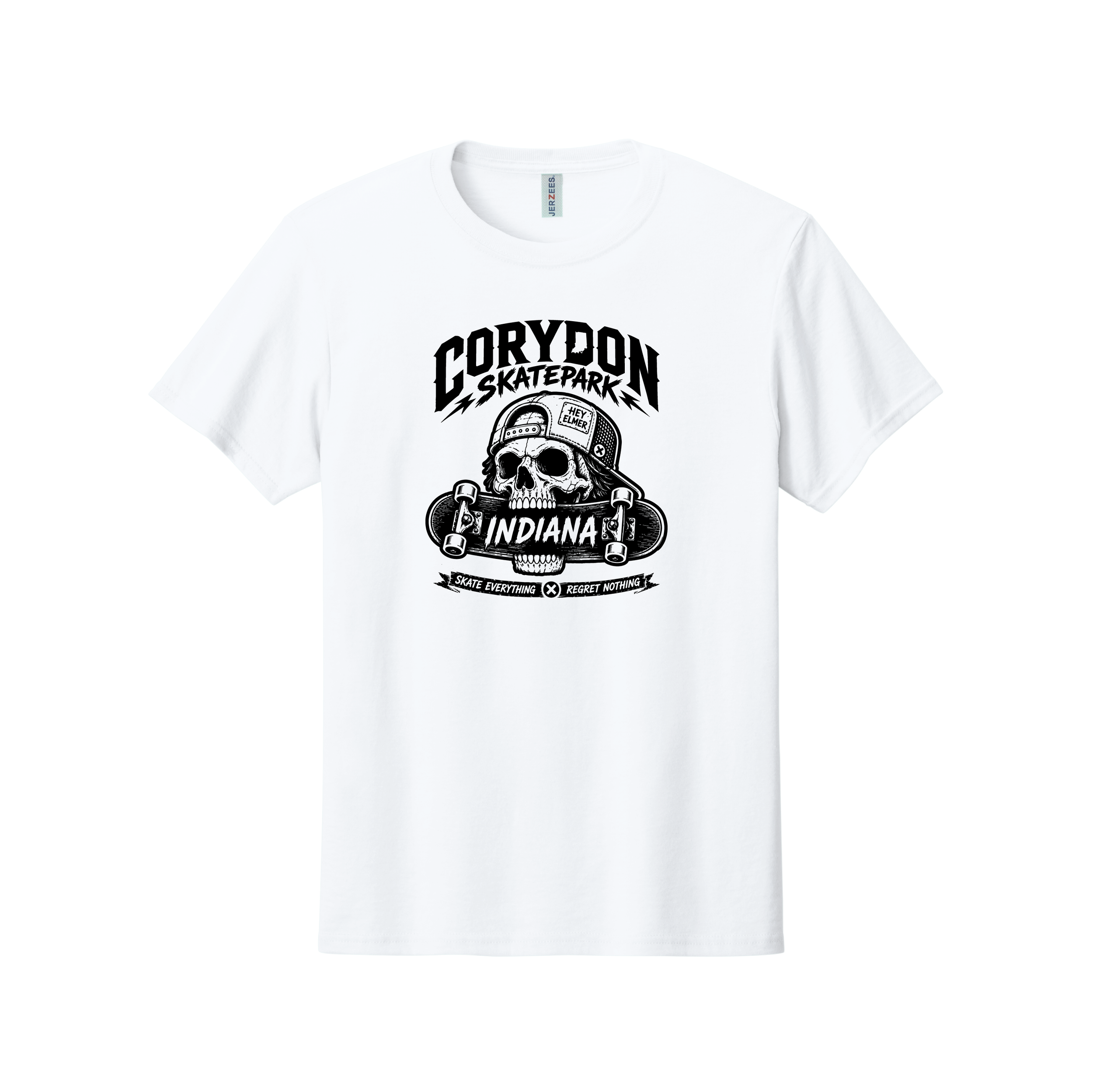 SKATEPARK SKULL ON WHITE TEE - YOUTH/ADULT