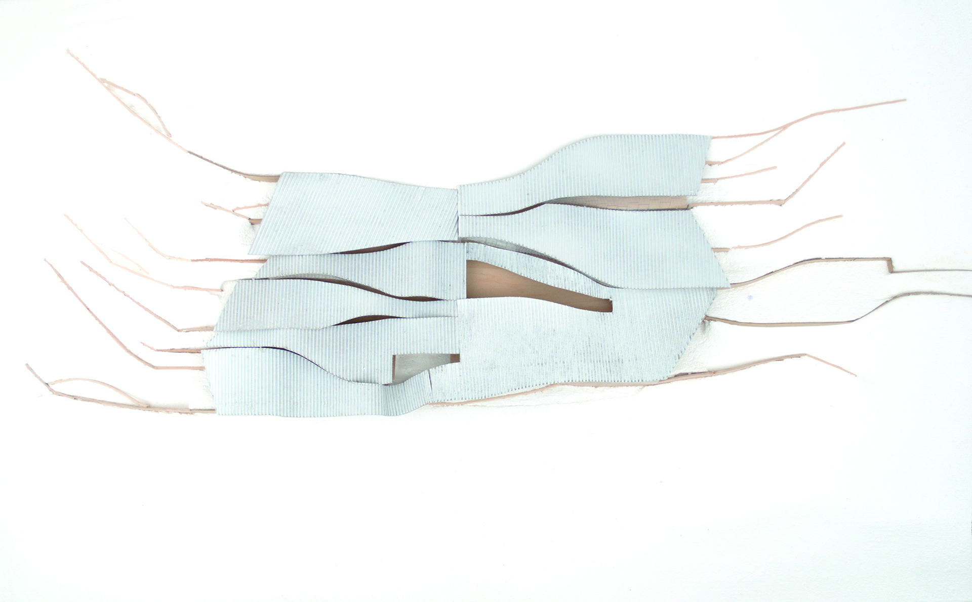 aerial of physical model | basswood + chipboard