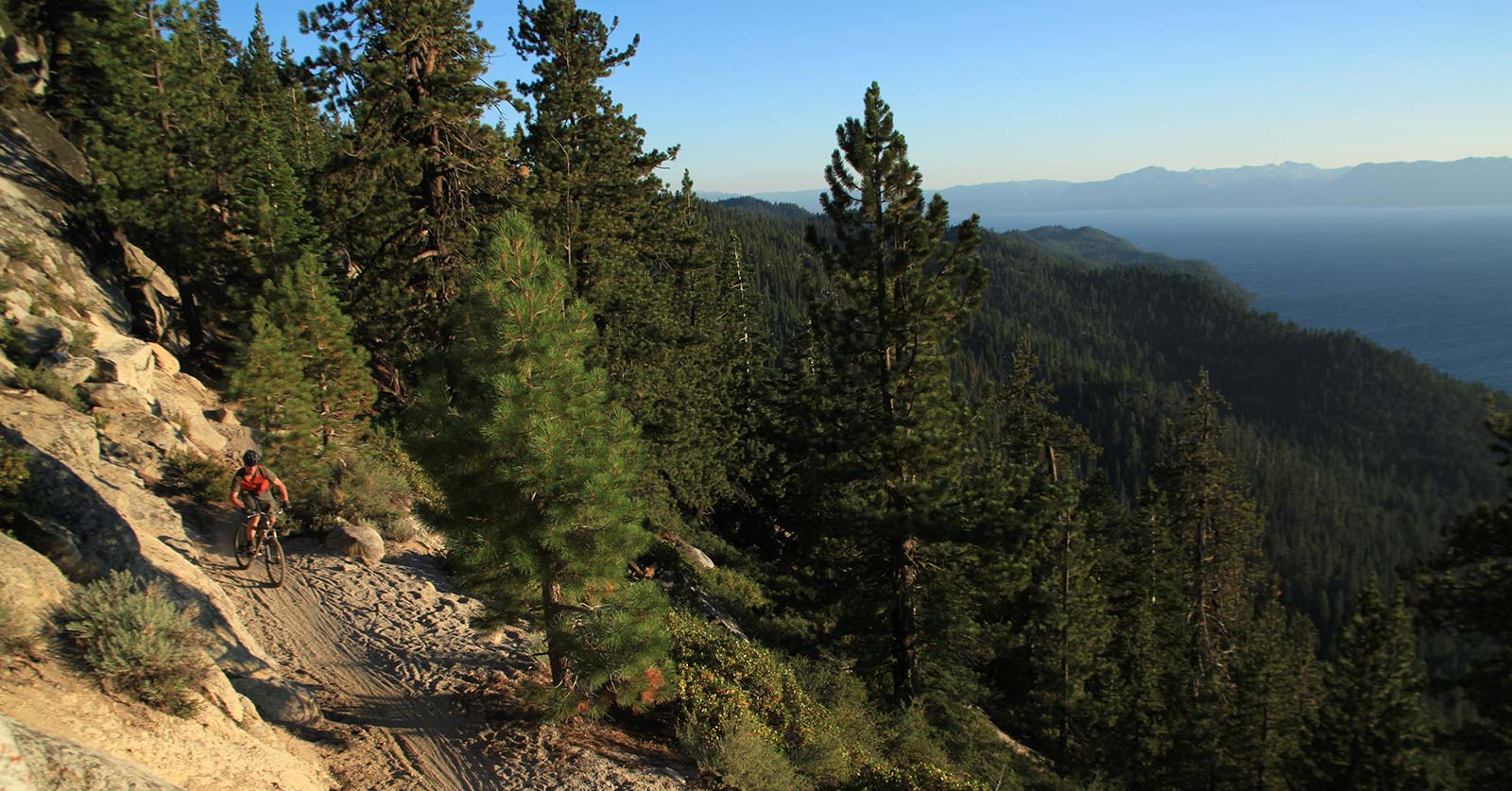 Biking the Flume Trail over Lake Tahoe