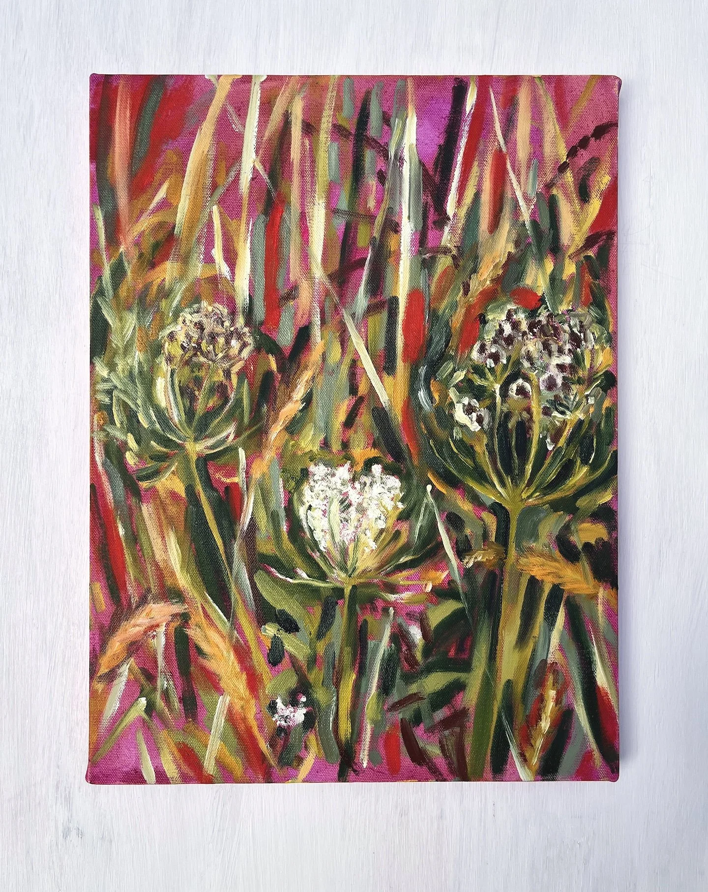 Tails and Nests 2, 2025 | acrylic and oil on canvas | 16 x 12 inches 