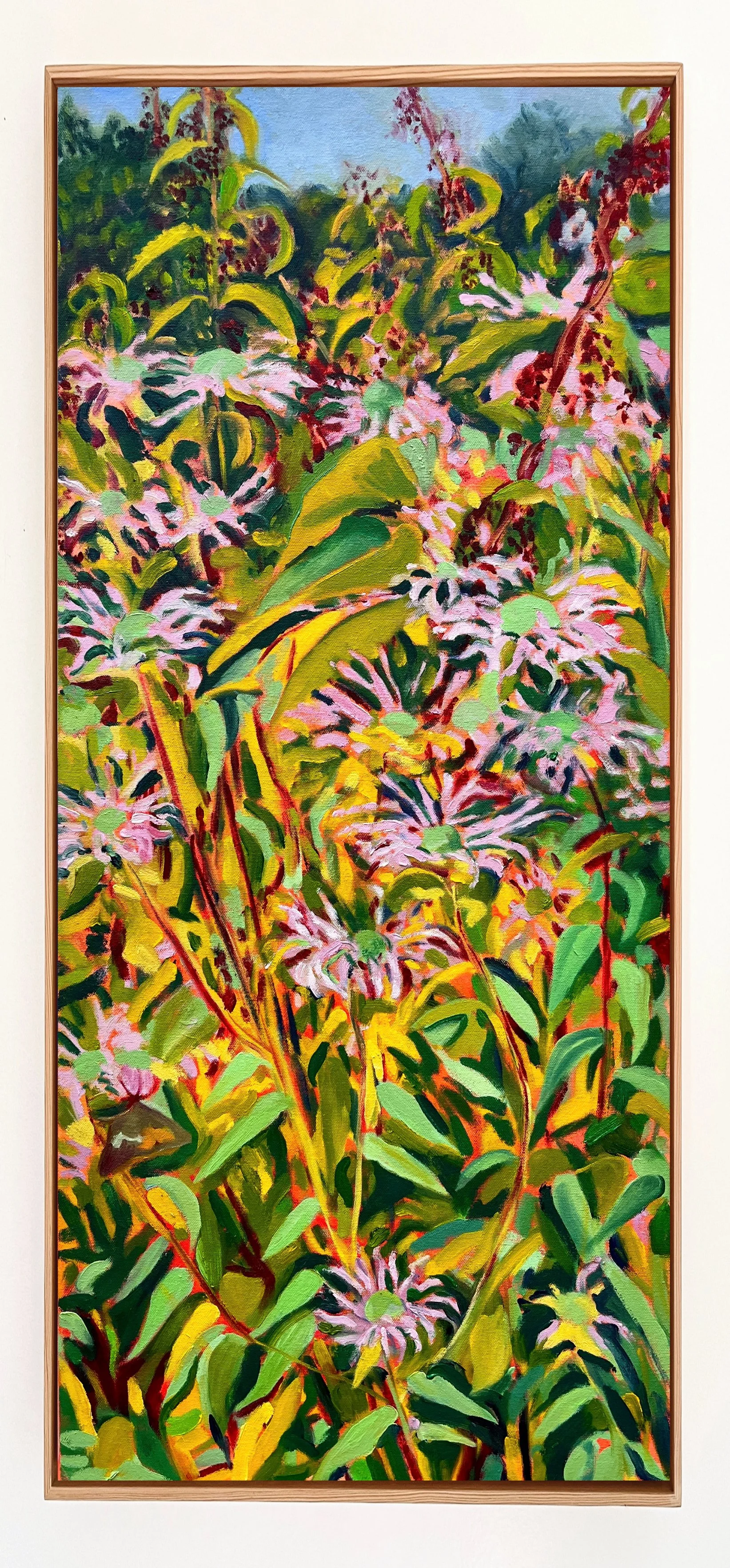 Bee Balm and Nettle, 2026 | acrylic and oil on canvas | 36 x 16 inches