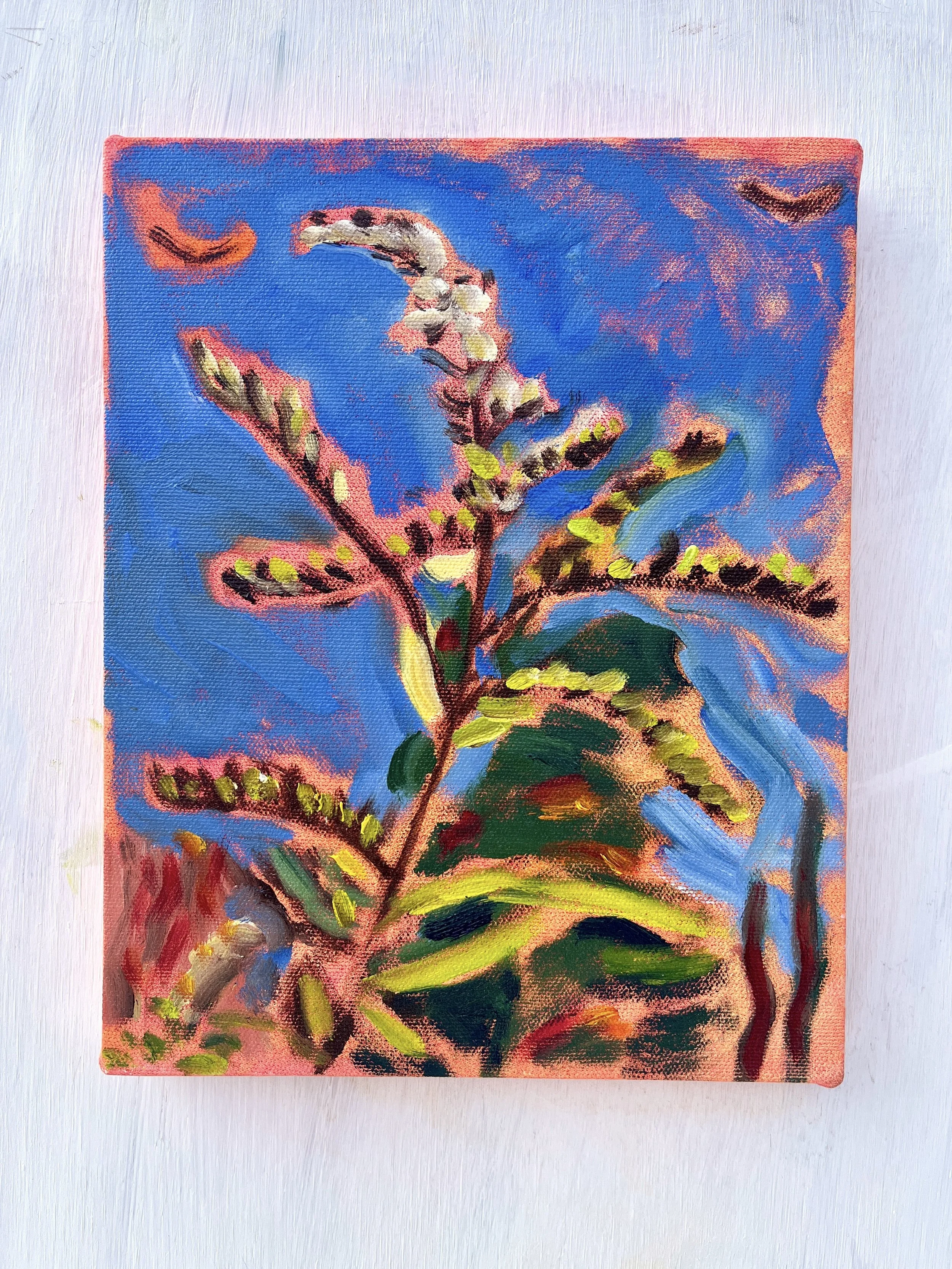 Field Flower and Crows, 2025 | acrylic and oil on canvas | 10 x 8 inches 