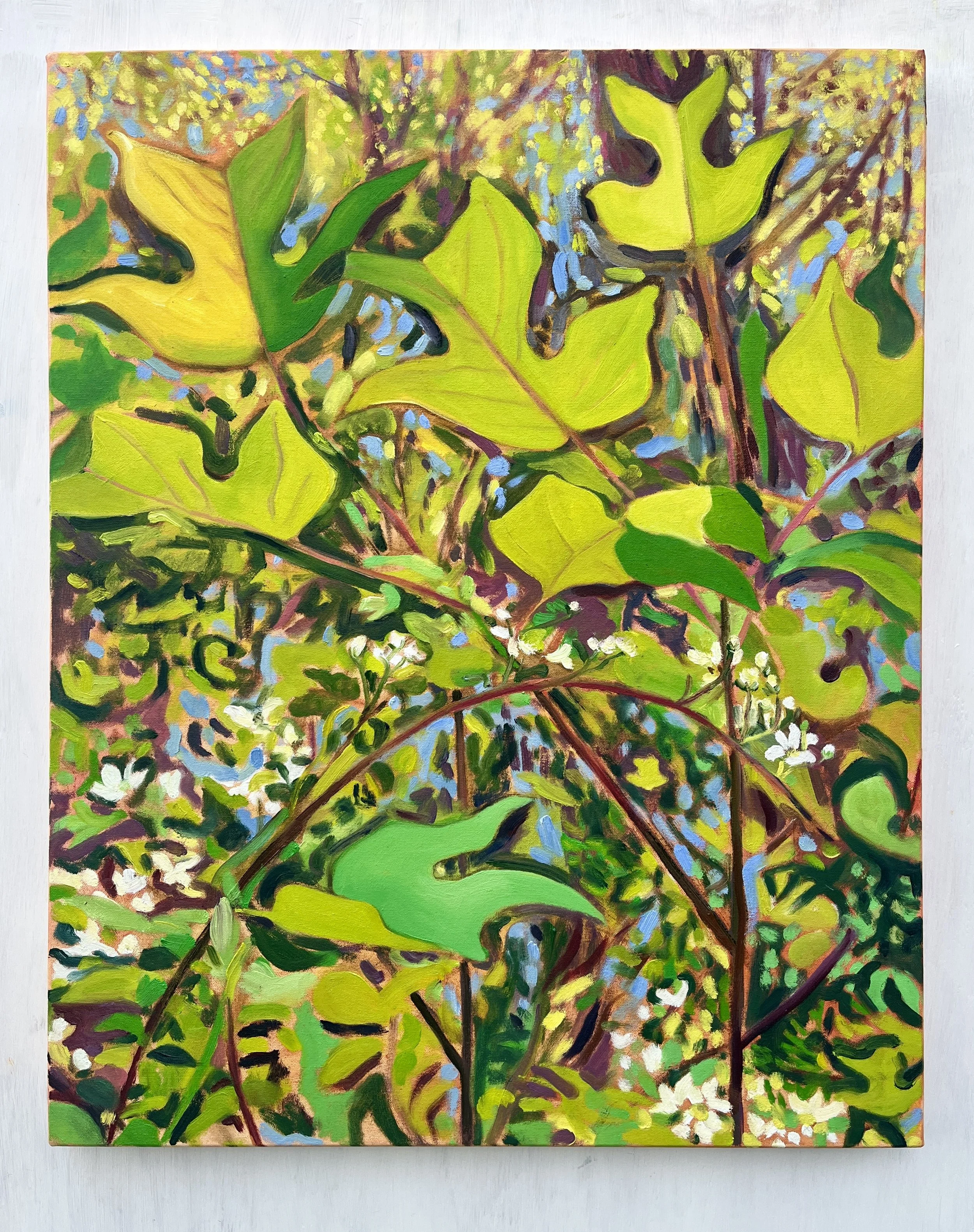 Tulip Poplar and Blackberry, 2026 | acrylic and oil on canvas | 30 x 24 inches | sold
