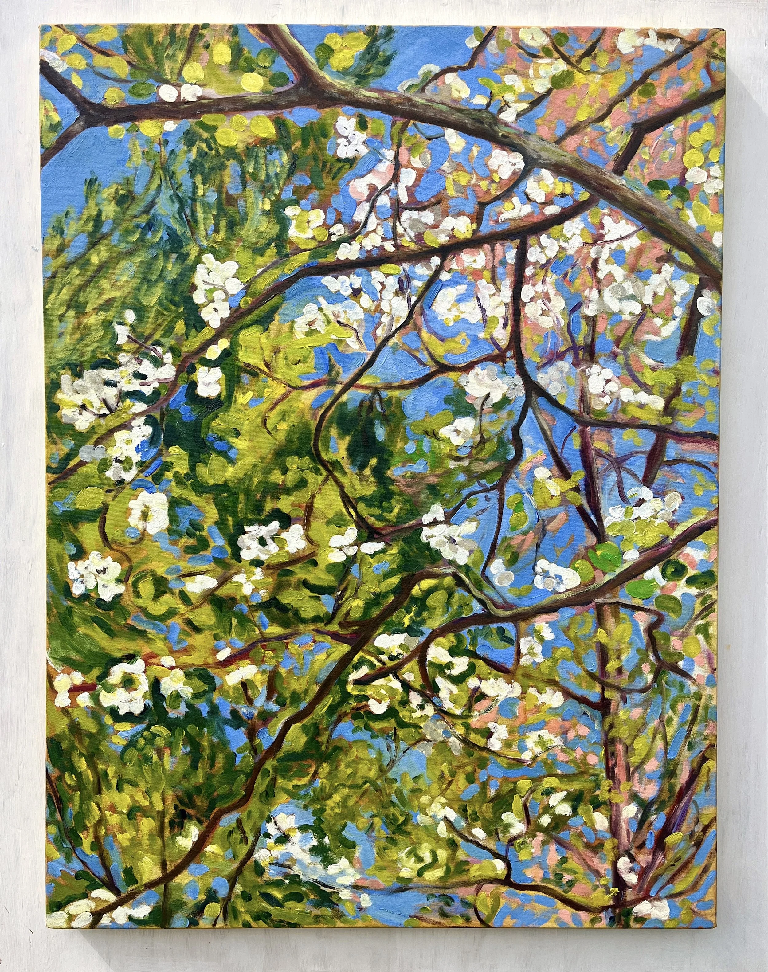 Through the Dogwood Branches, 2026 | acrylic and oil on canvas | 40 x 30 inches | sold