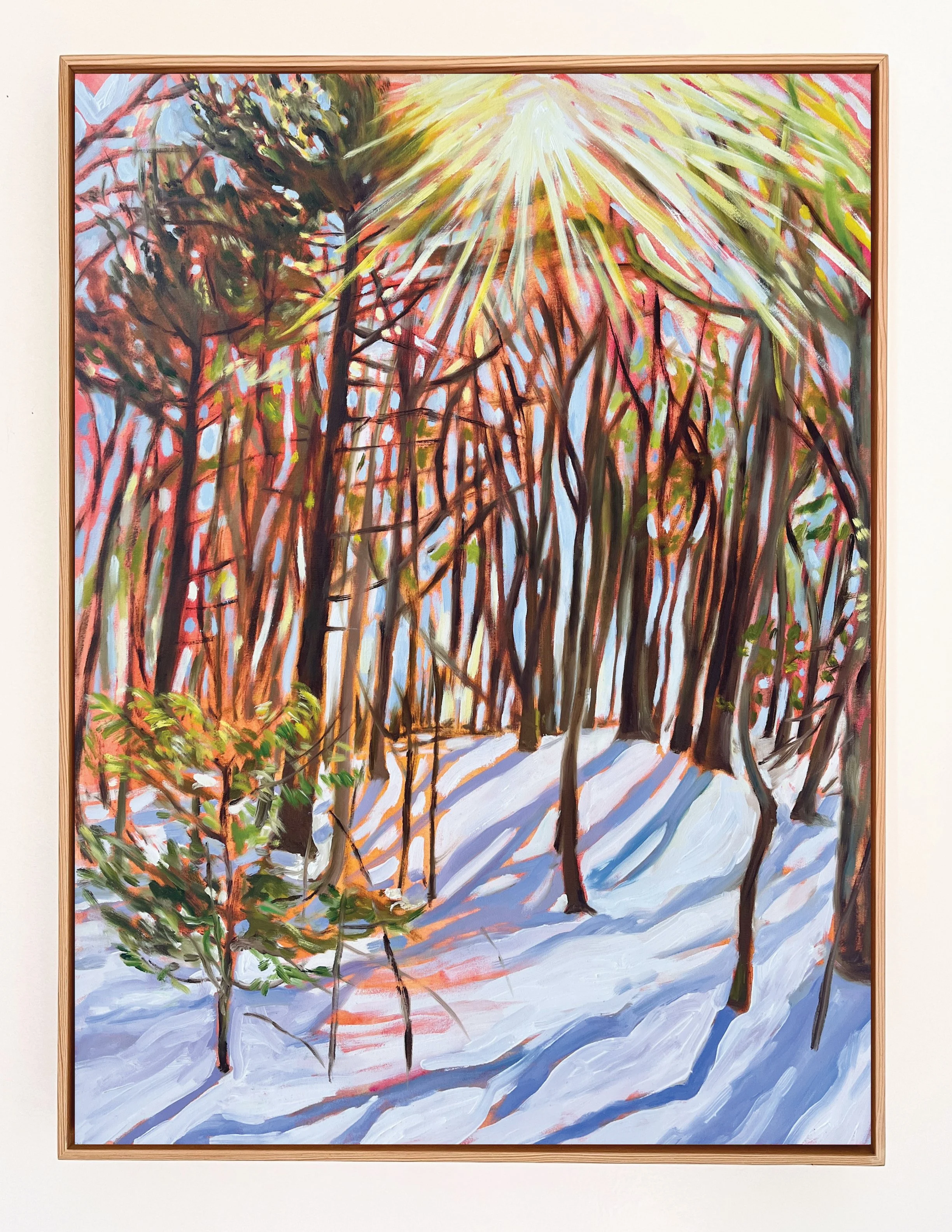 Pines, Sun and Snow, 2026 | acrylic and oil on canvas | 40 x 30 inches | sold