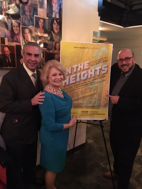 Paul Lisnek and General manager James Jensen of Porchlight Theatre and Kathy opening night of In the Heights Wonderful musical by Lin-Manuel Miranda who created and was the star of the Broadway hit Hamilton In The Heights has now receivedgreat reviews and a standing ovation that night!