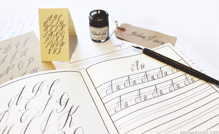Starting my calligraphy workbook with the letter 'A' 