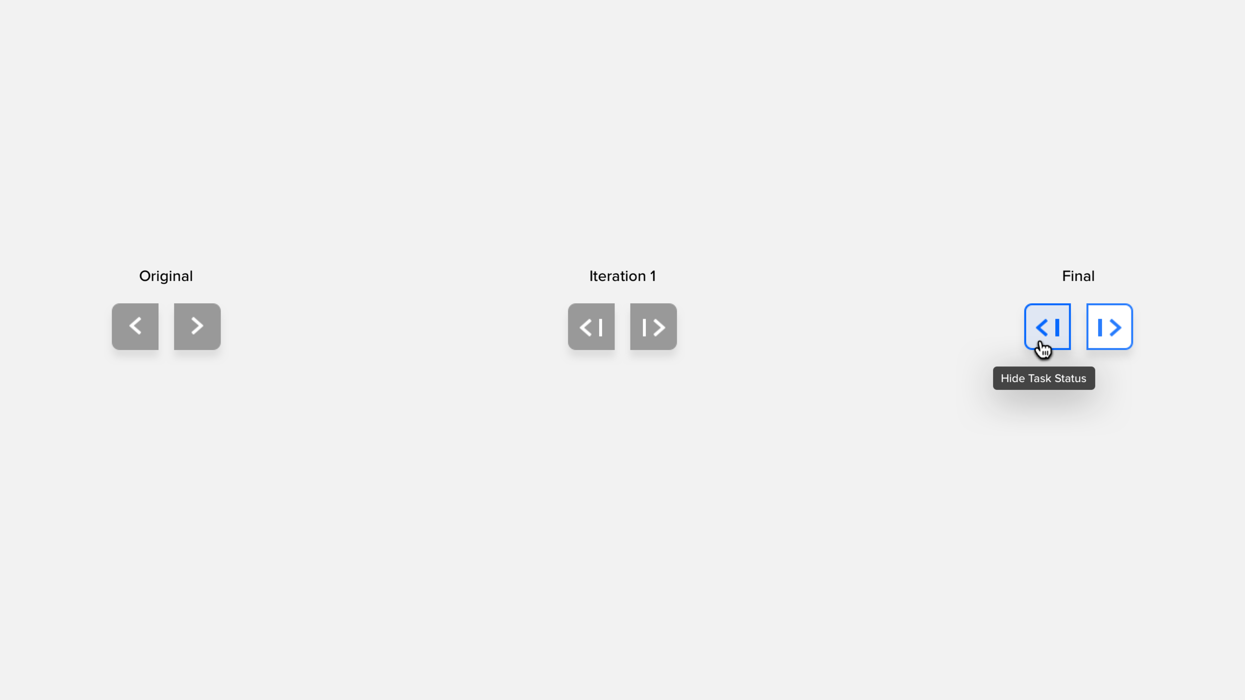 Users had confusion about what was going to happen when you press the icon button. However, after they press it they thought it made sense. We wanted the icon to more accessible by adding the help text. We also made it more visible changing it to bl…